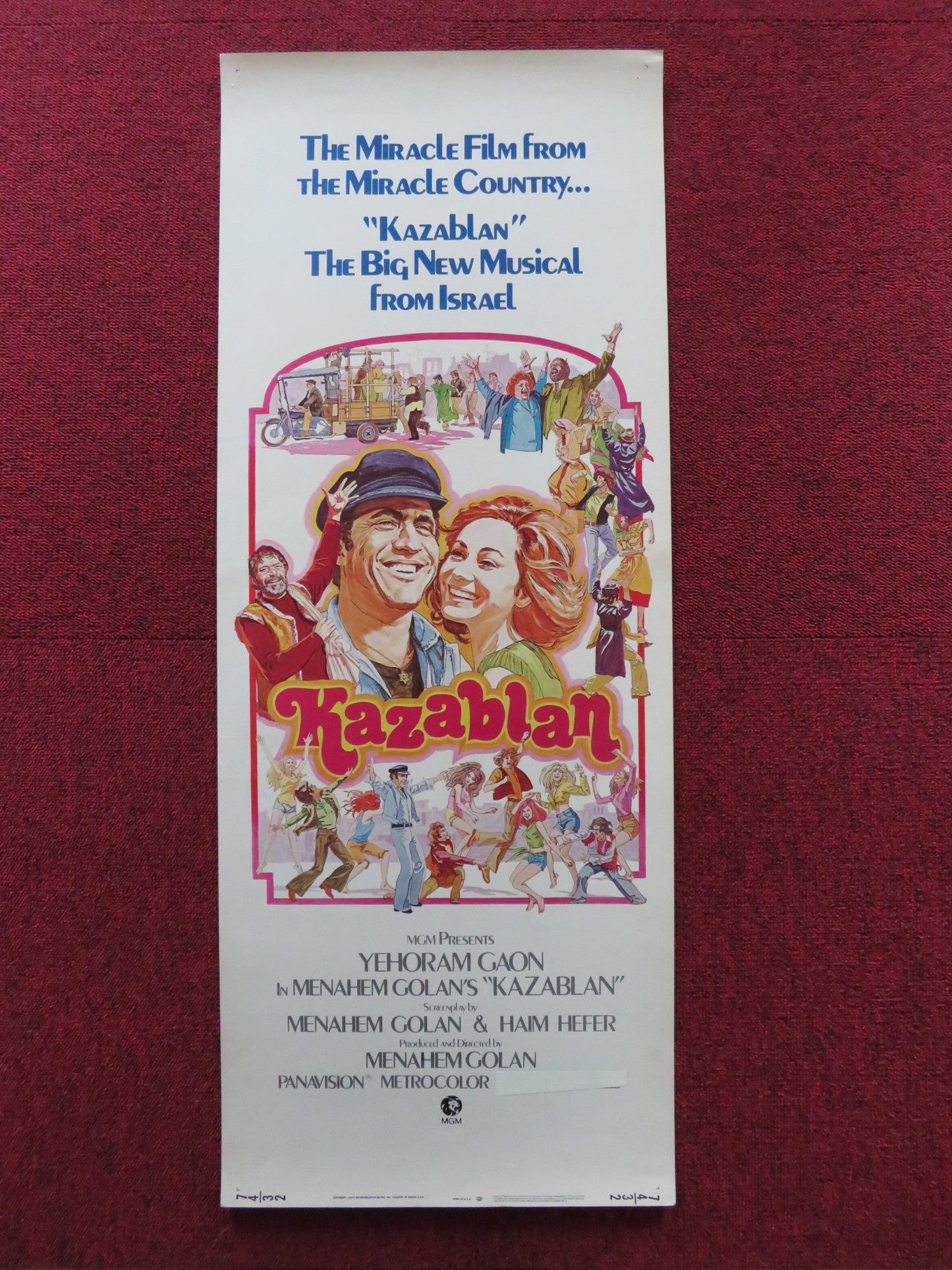 KAZABLAN US INSERT (14"x 36") POSTER YEHORAM GAON 1974 Rendezvous Cinema Movie posters