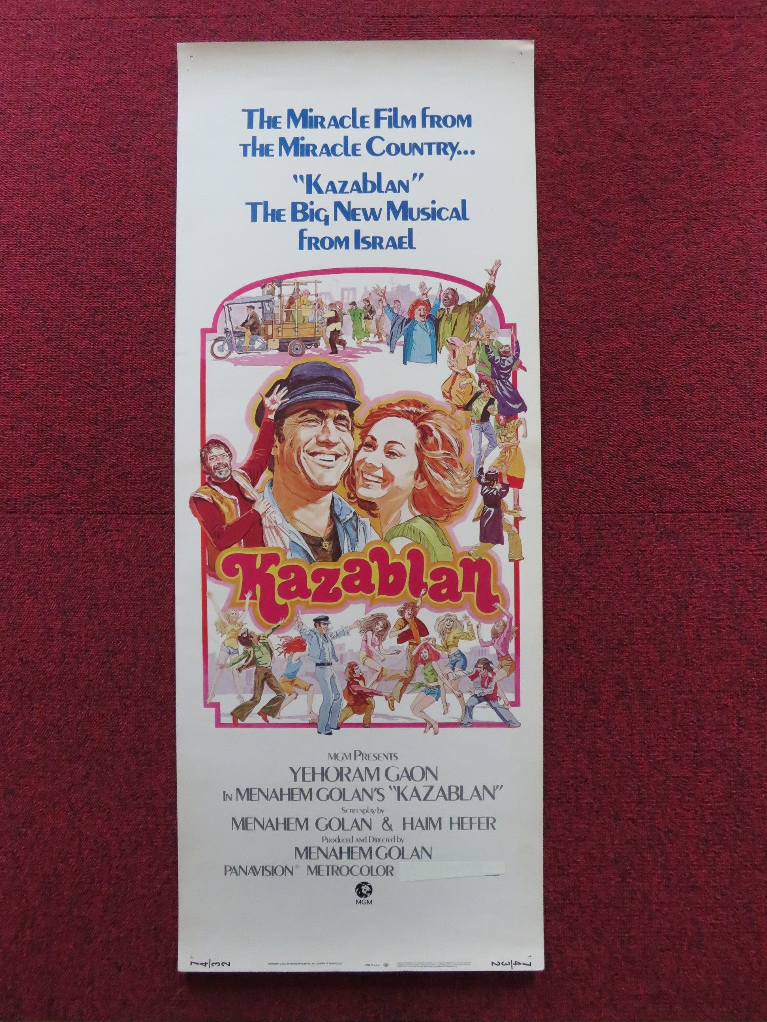 KAZABLAN US INSERT (14"x 36") POSTER YEHORAM GAON 1974 Rendezvous Cinema Movie posters