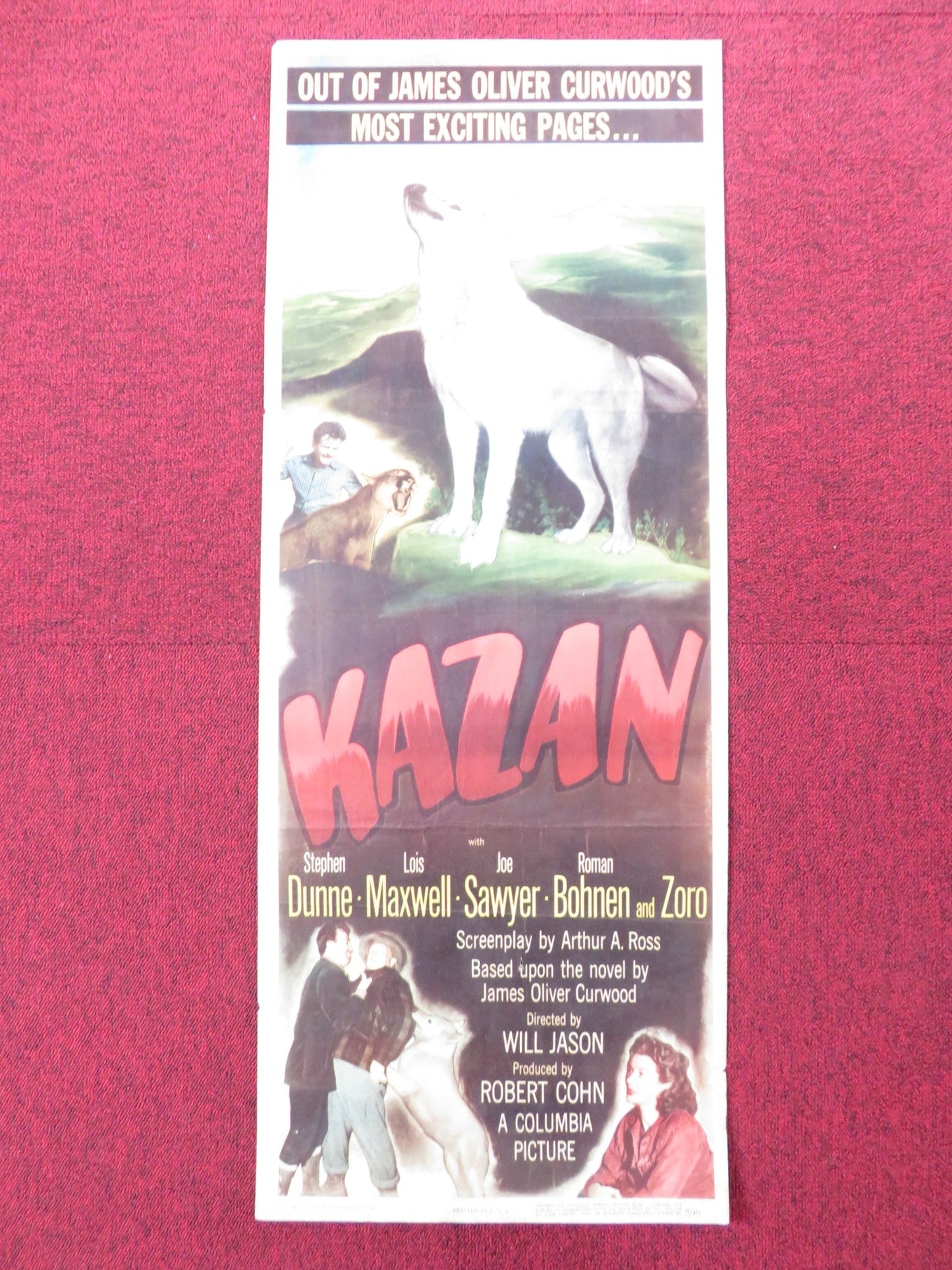 KAZAN US INSERT (14"x 36") POSTER STEPHEN DUNNE LOIS MAXWELL 1949 Rendezvous Cinema Movie posters
