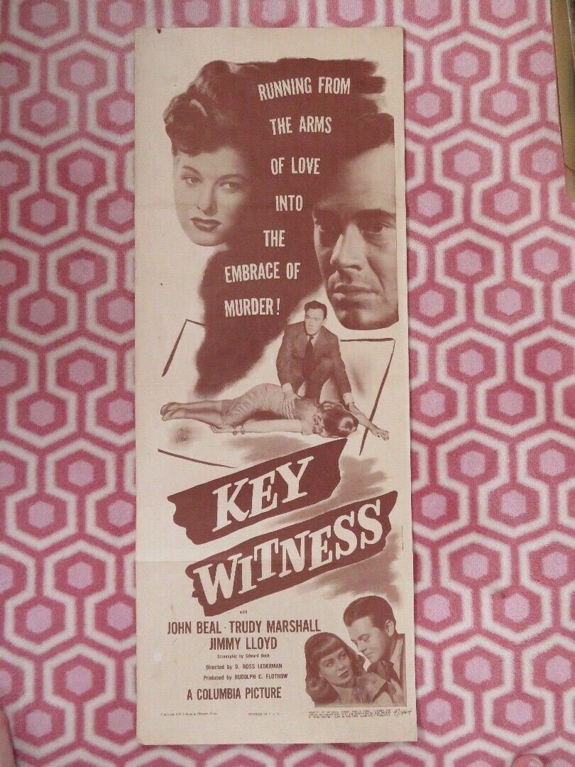 KEY WITNESS US INSERT (14"x 36") POSTER JOHN BEAL TRUDY MARSHALL 1947 Movie posters