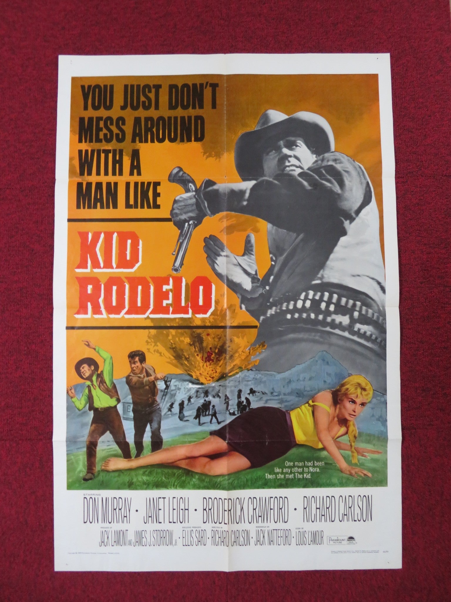KID RODELO FOLDED US ONE SHEET POSTER DON MURRAY JANET LEIGH 1966 Rendezvous Cinema Movie posters