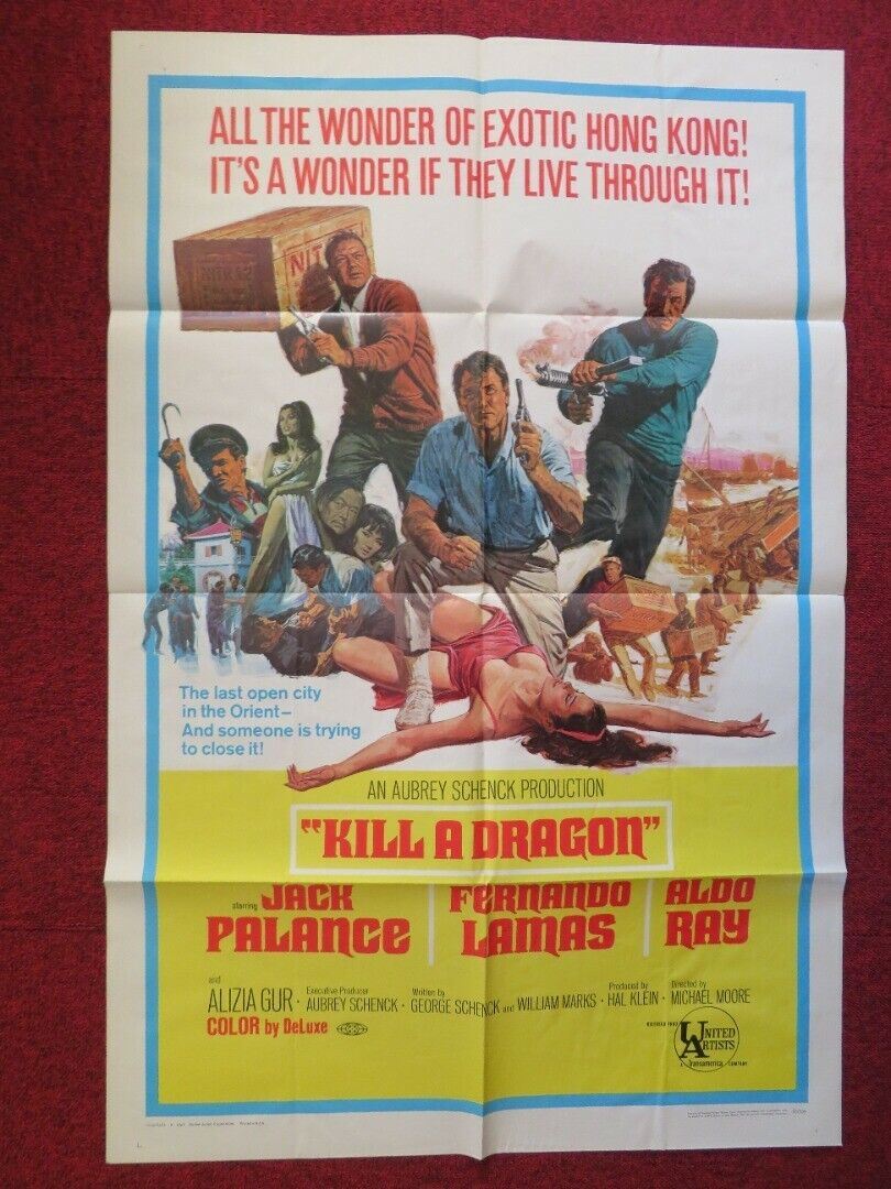 KILL A DRAGON FOLDED US ONE SHEET POSTER JACK PALANCE FERNANDO LAMAS 1967 Movie posters
