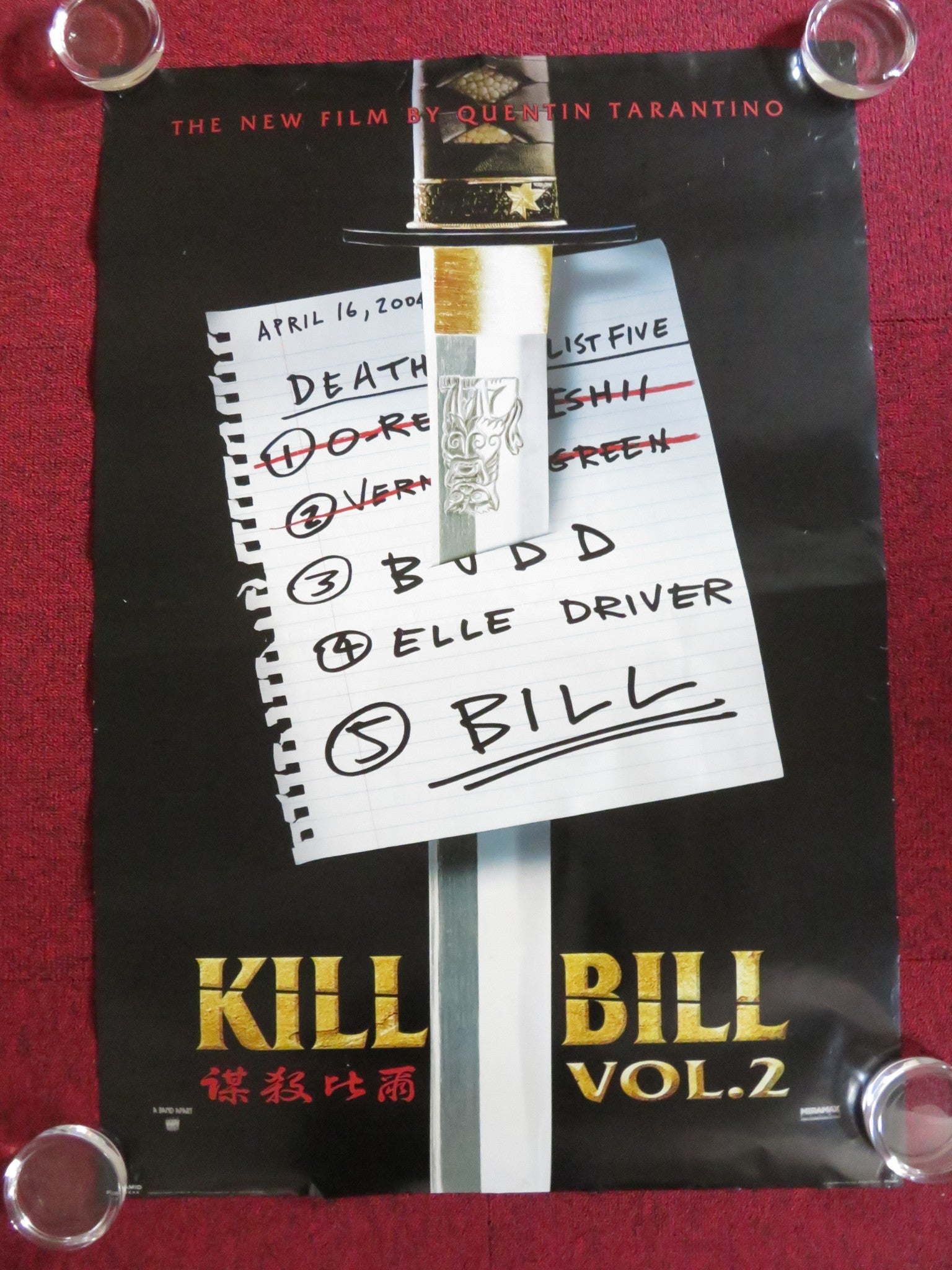 KILL BILL VOL. 2 UK ROLLED 36" X 24.5" POSTER QUENTIN TARANTINO UMA THURMAN 2004 Rendezvous Cinema Movie posters