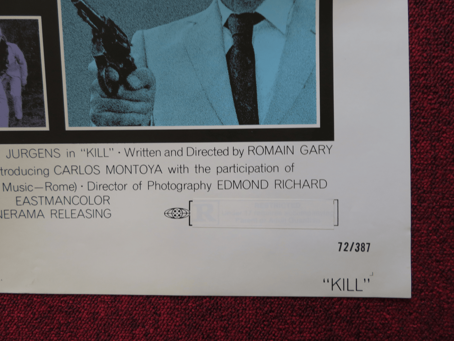 KILL! KILL! KILL! KILL! FOLDED US ONE SHEET POSTER STEPHEN BOYD JEAN SEBERG 1972 Rendezvous Cinema Movie posters