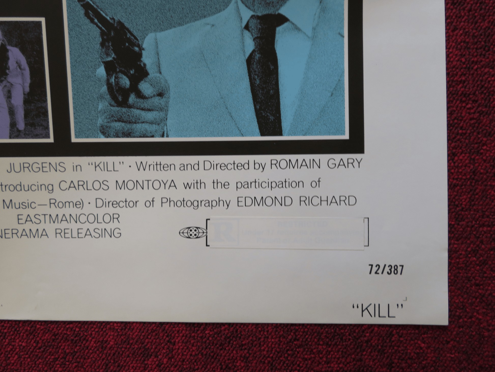 KILL! KILL! KILL! KILL! FOLDED US ONE SHEET POSTER STEPHEN BOYD JEAN SEBERG 1972 Rendezvous Cinema Movie posters