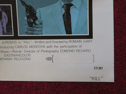 KILL! KILL! KILL! KILL! FOLDED US ONE SHEET POSTER STEPHEN BOYD JEAN SEBERG 1972 Rendezvous Cinema Movie posters