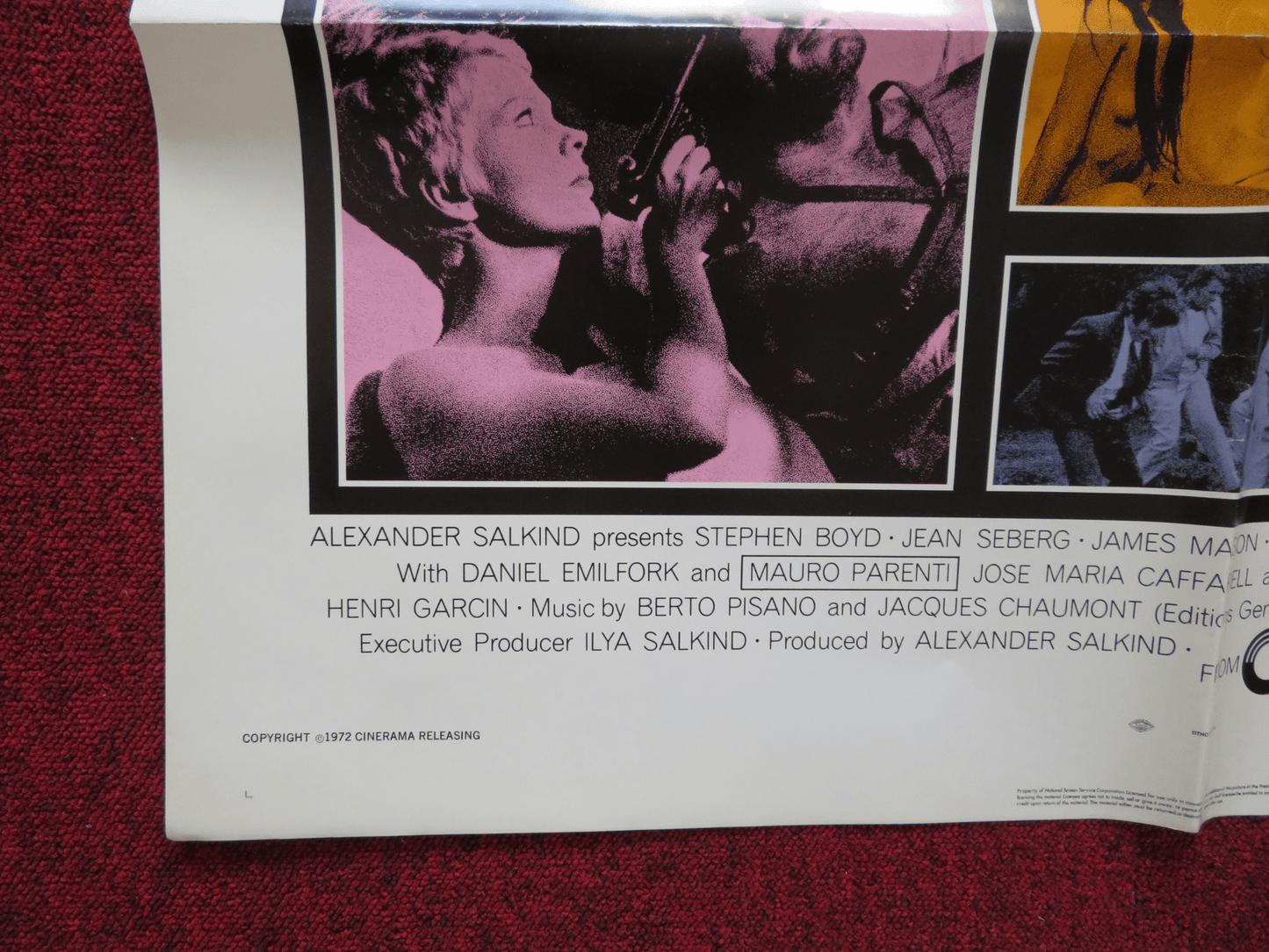 KILL! KILL! KILL! KILL! FOLDED US ONE SHEET POSTER STEPHEN BOYD JEAN SEBERG 1972 Rendezvous Cinema Movie posters