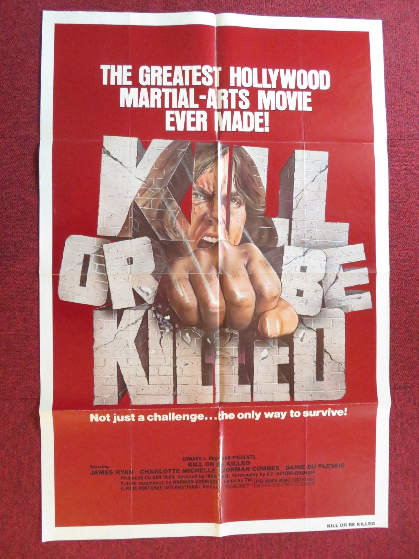 KILL OR BE KILLED / KARATE KILLER FOLDED US ONE SHEET POSTER JAMES RYAN 1980 Rendezvous Cinema Movie posters