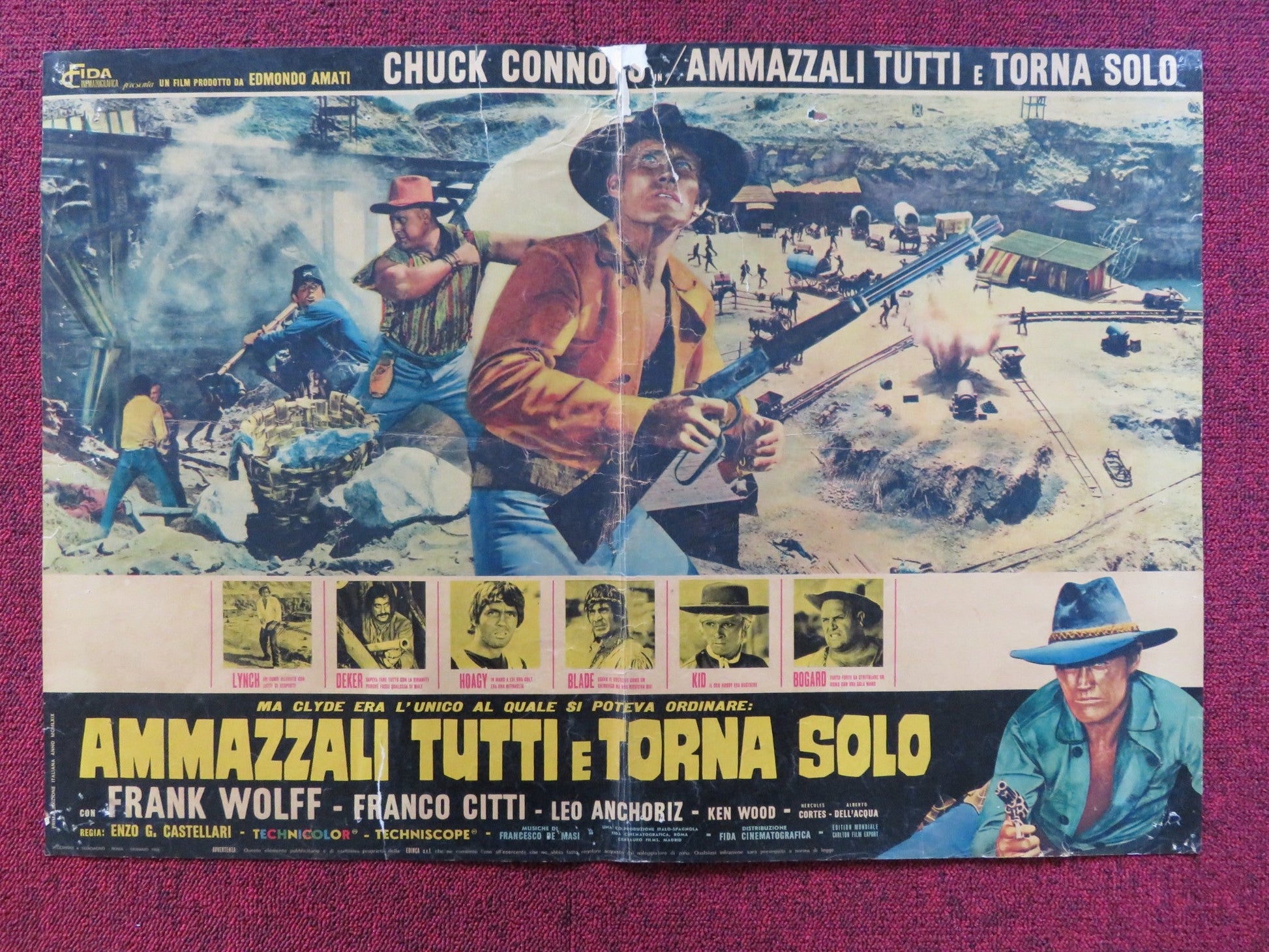 KILL THEM ALL AND COME BACK ALONE - A ITALIAN FOTOBUSTA POSTER C. CONNORS 1968 Rendezvous Cinema Movie posters