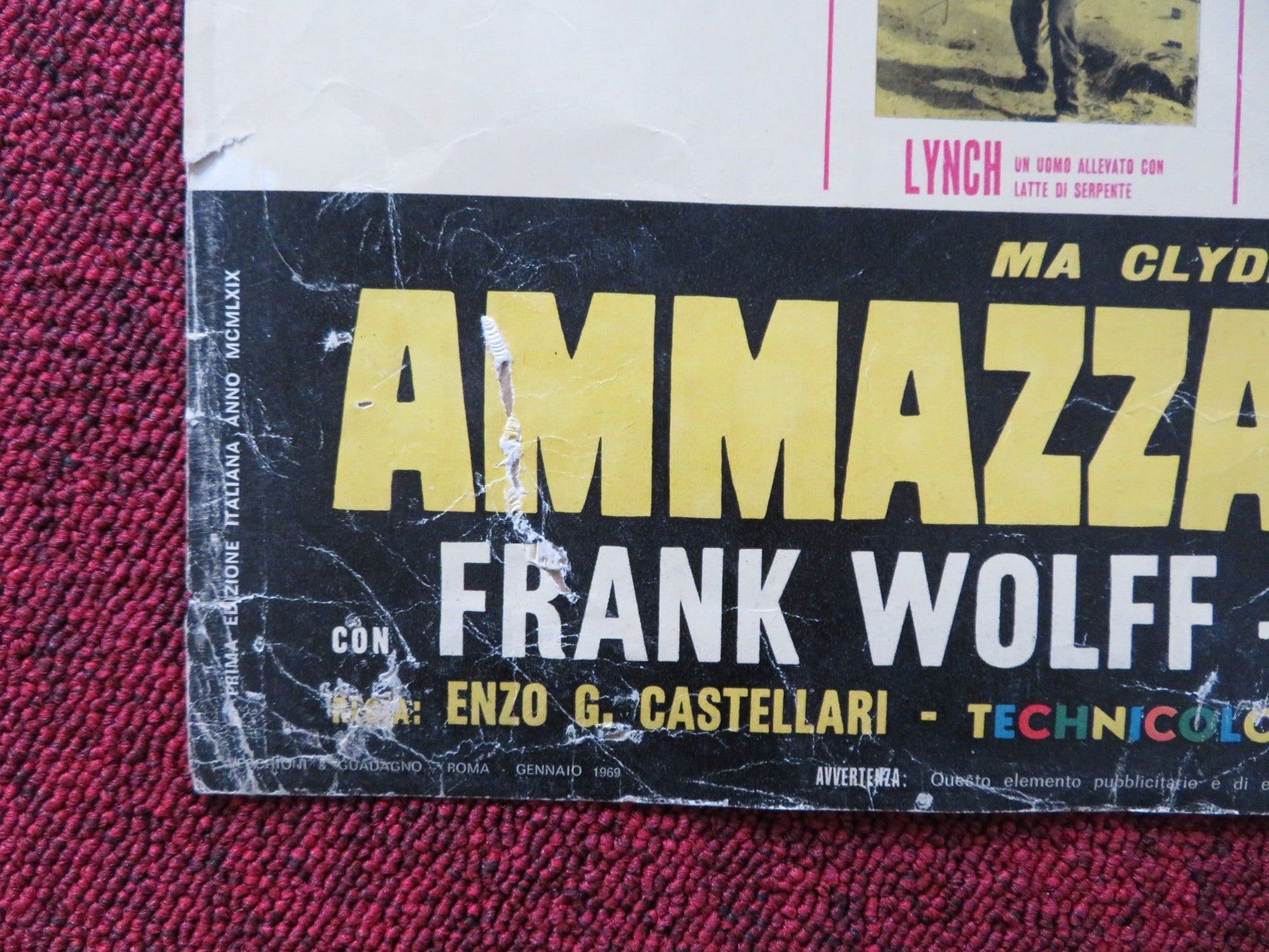 KILL THEM ALL AND COME BACK ALONE - B ITALIAN FOTOBUSTA POSTER C. CONNORS 1968 Rendezvous Cinema Movie posters