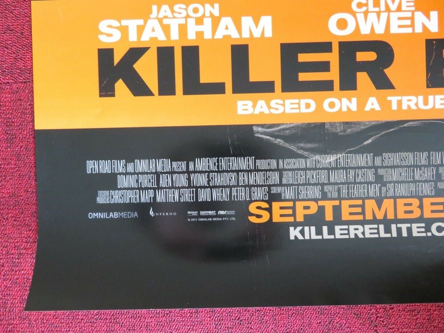 KILLER ELITE US ONE SHEET ROLLED POSTER CLIVE OWEN JASON STATHAM 2011 Movie posters