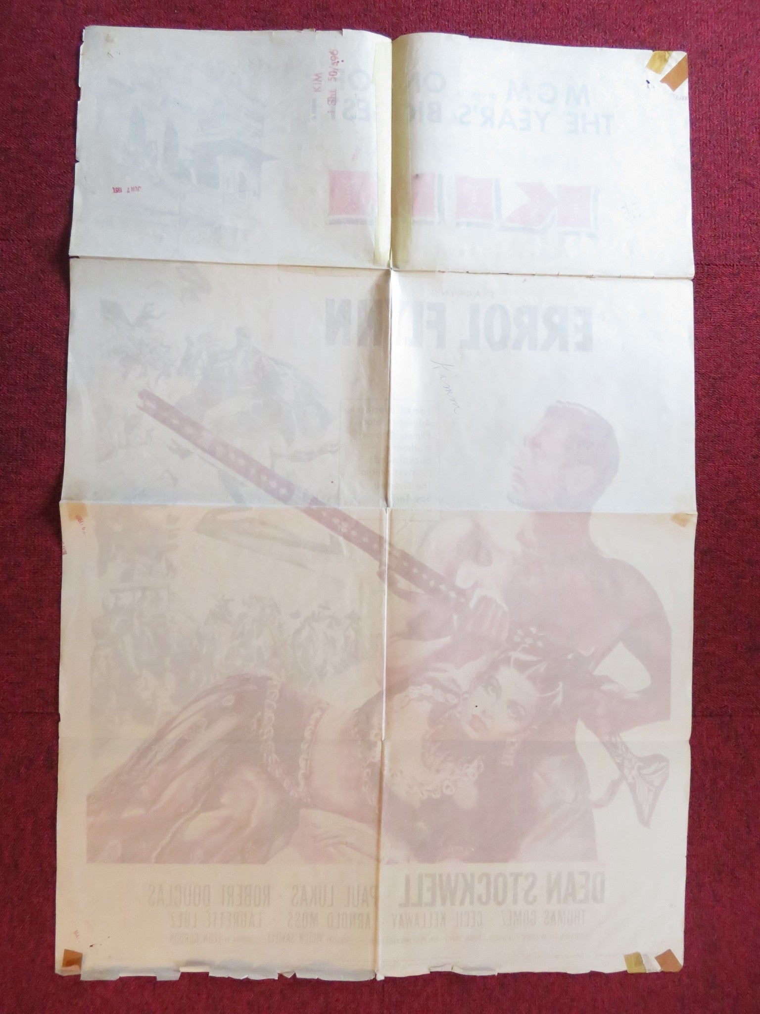 KIM FOLDED US ONE SHEET POSTER ERROL FLYNN DEAN STOCKWELL 1950 Rendezvous Cinema Movie posters