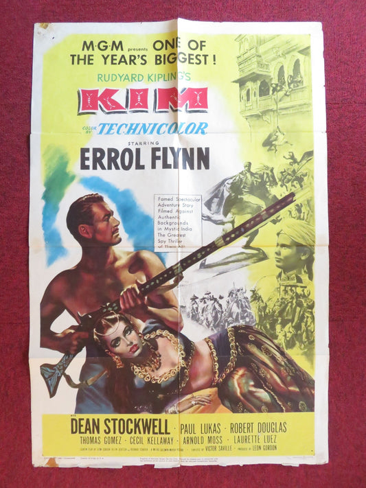 KIM FOLDED US ONE SHEET POSTER ERROL FLYNN DEAN STOCKWELL 1950 Rendezvous Cinema Movie posters