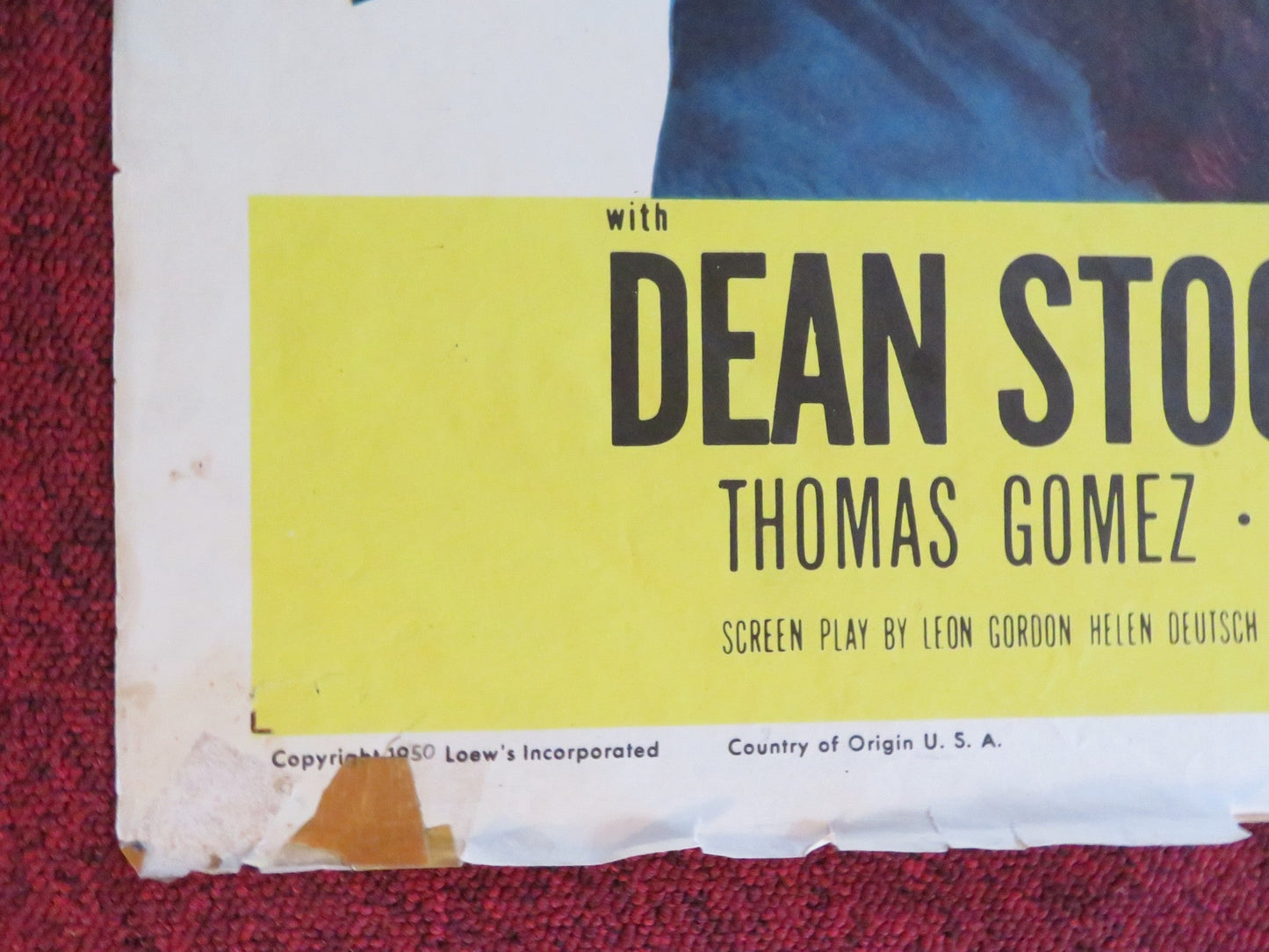 KIM FOLDED US ONE SHEET POSTER ERROL FLYNN DEAN STOCKWELL 1950 Rendezvous Cinema Movie posters