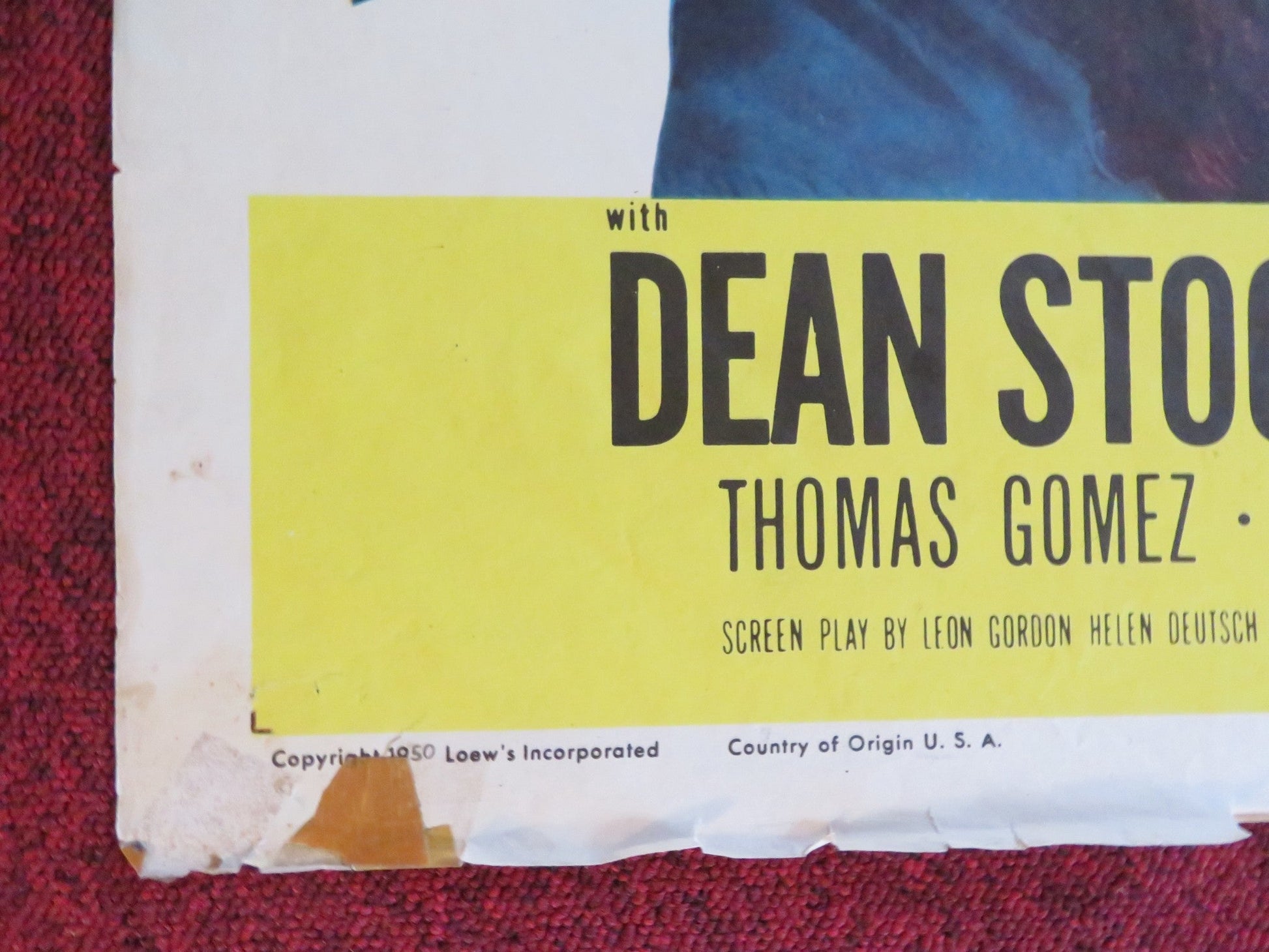 KIM FOLDED US ONE SHEET POSTER ERROL FLYNN DEAN STOCKWELL 1950 Rendezvous Cinema Movie posters