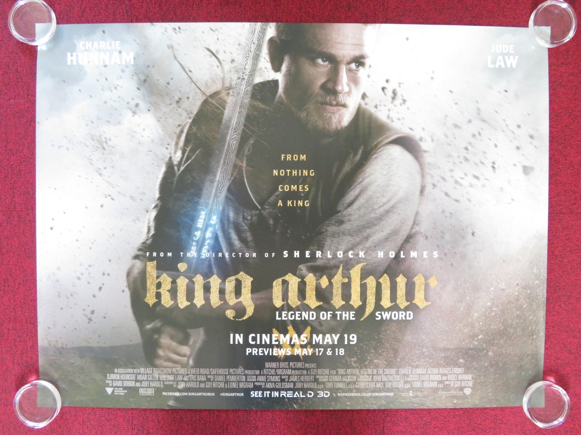 KING ARTHUR: LEGEND OF THE SWORD UK QUAD (30"x 40") ROLLED POSTER C. HUNNAM 2017 Rendezvous Cinema Movie posters