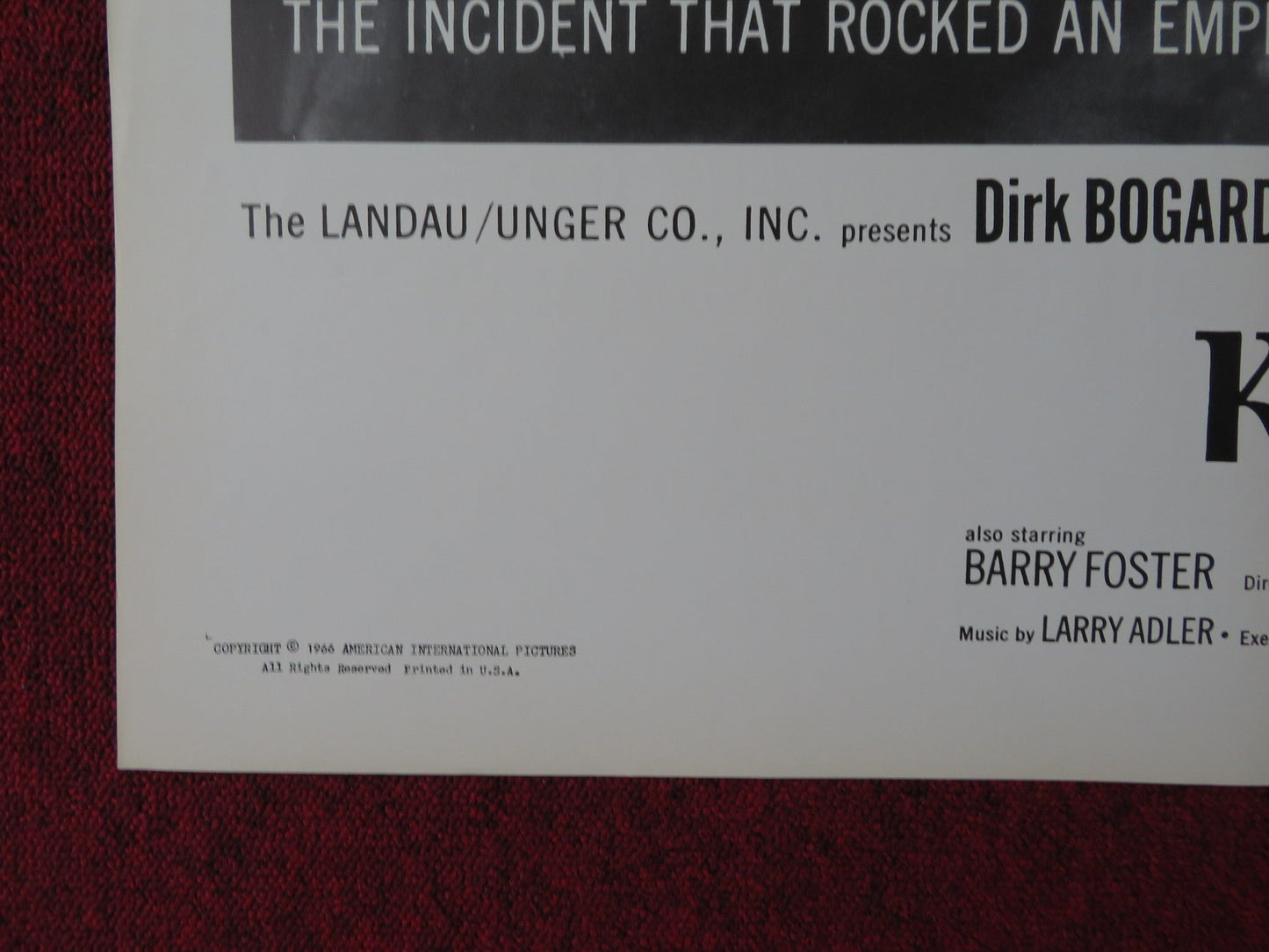 KING & COUNTRY FOLDED US ONE SHEET POSTER DIRK BOGARDE TOM COURTENAY 1966 Rendezvous Cinema Movie posters