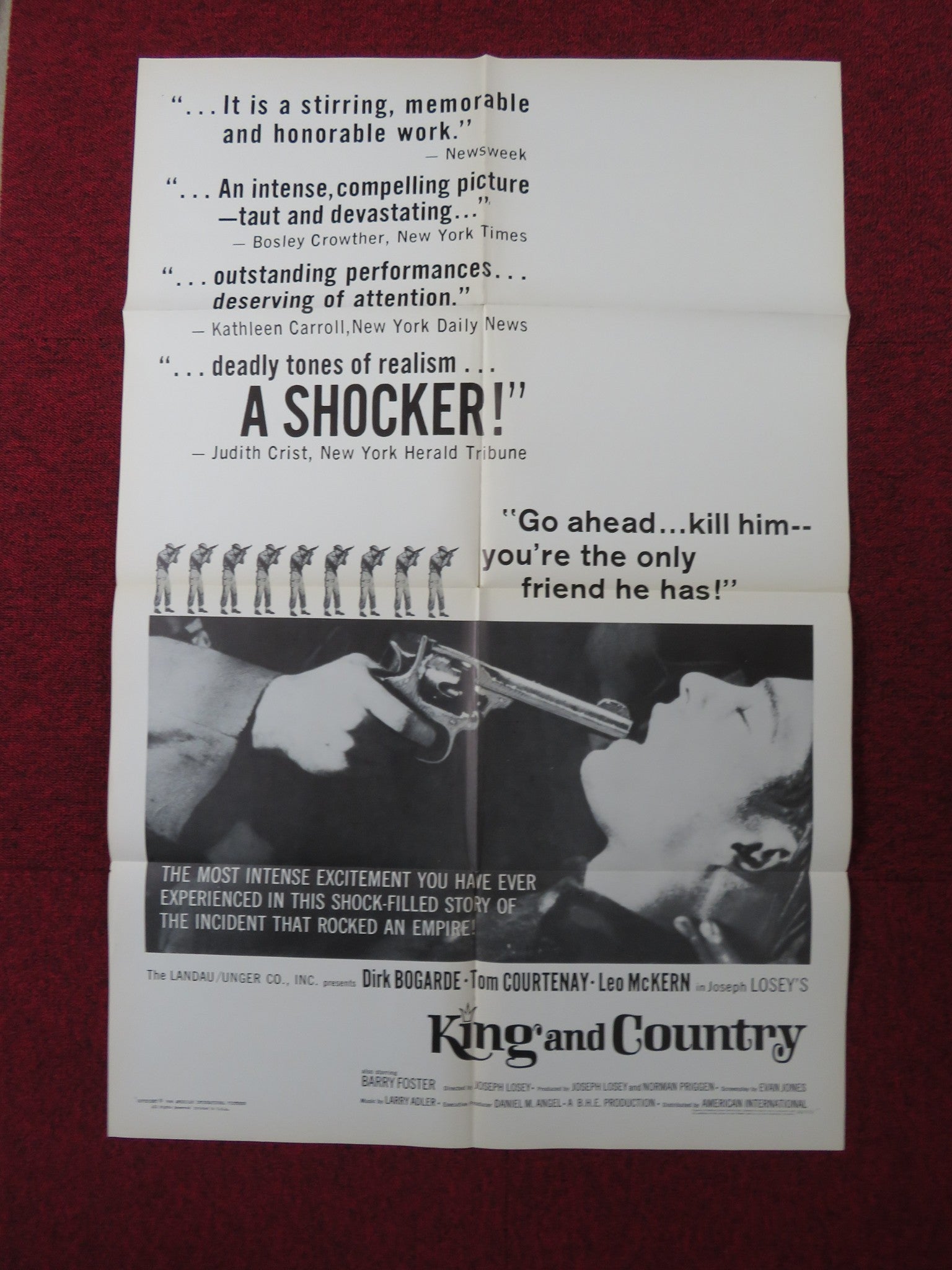 KING & COUNTRY FOLDED US ONE SHEET POSTER DIRK BOGARDE TOM COURTENAY 1966 Rendezvous Cinema Movie posters
