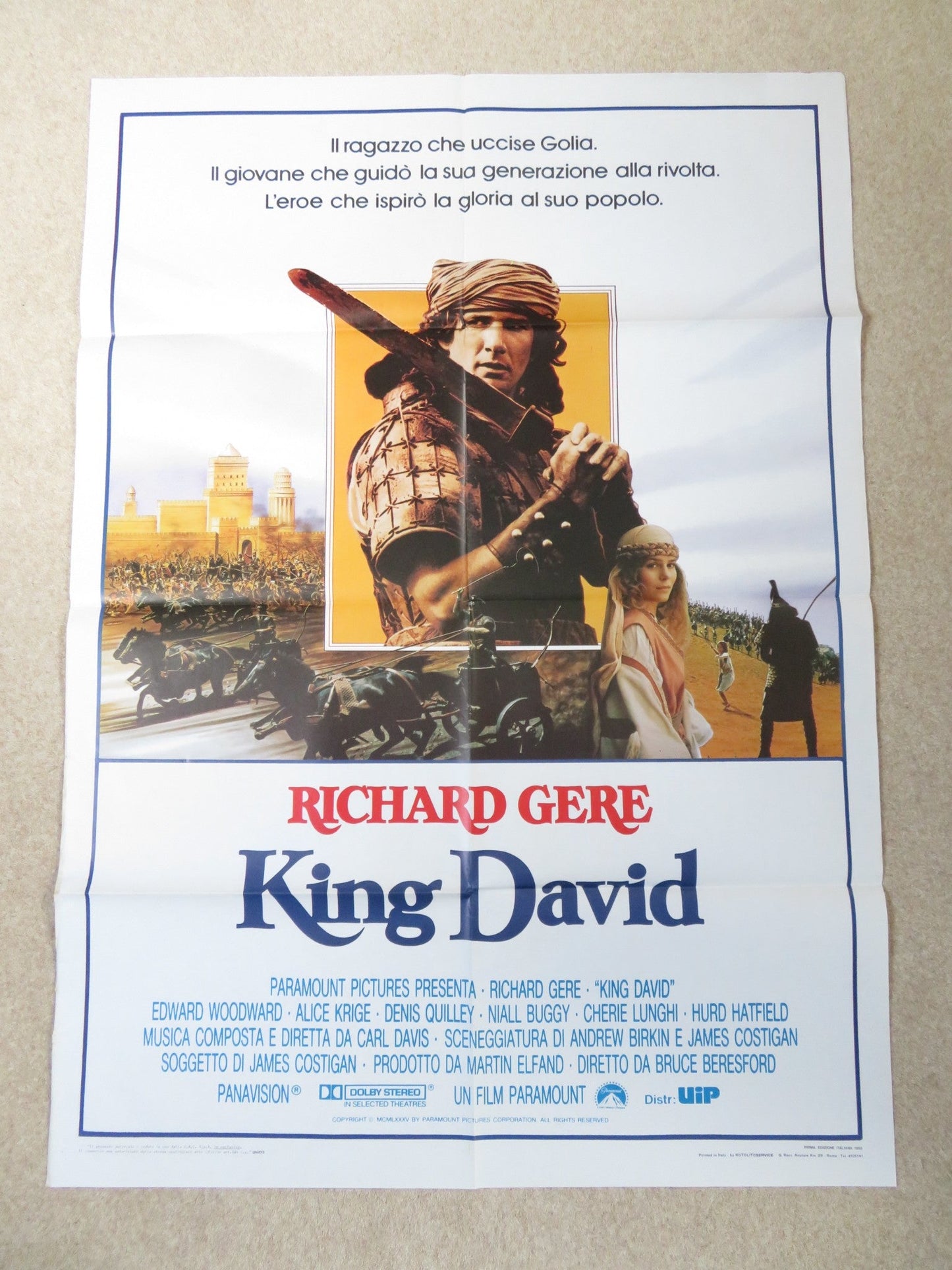 KING DAVID ITALIAN 2 FOGLIO POSTER RICHARD GERE EDWARD WOODWARD 1985 Rendezvous Cinema Movie posters