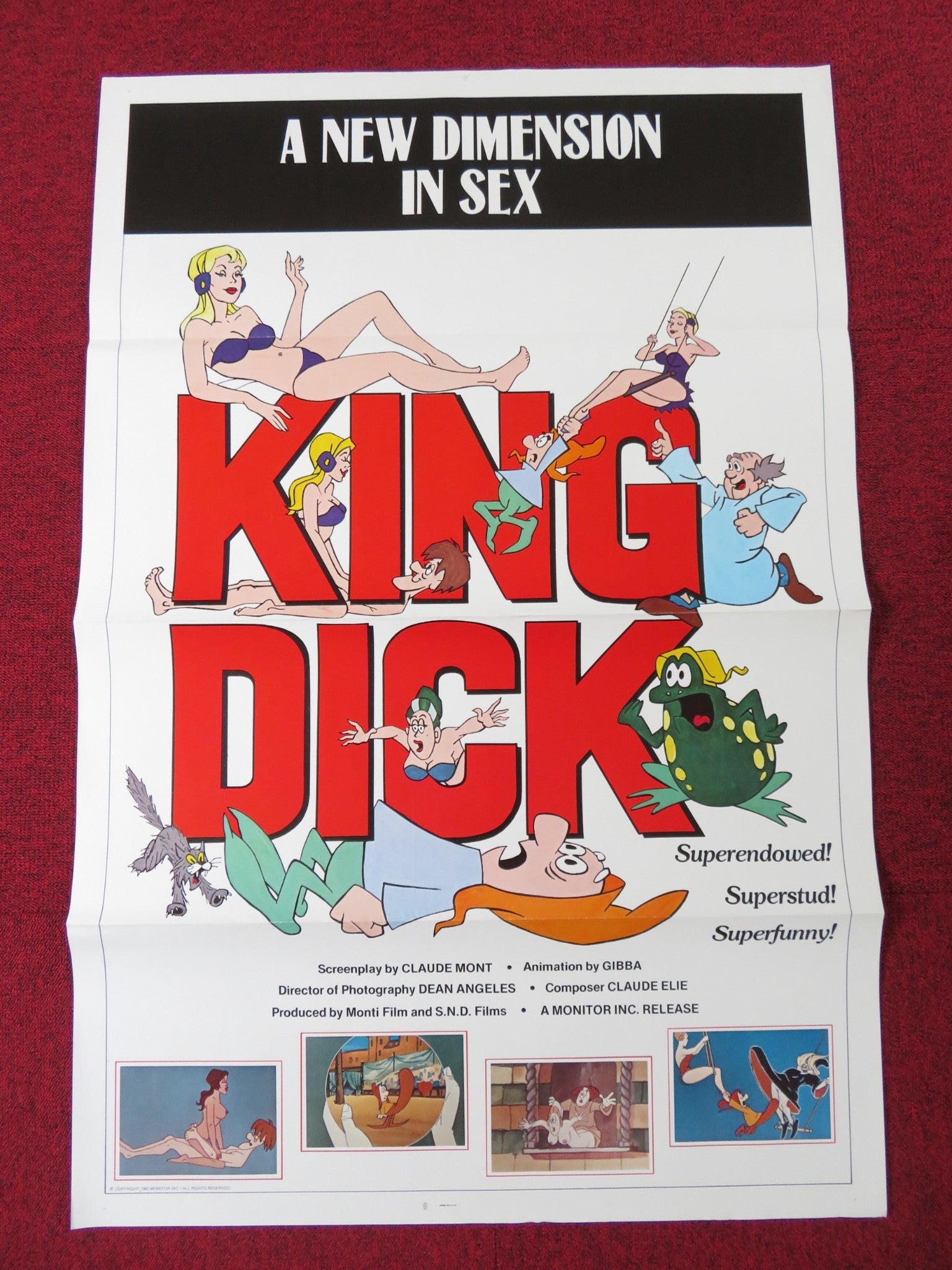 KING DICK / IL NANO E LA STREGA US TRI FOLDED ONE SHEET ROLLED POSTER 1975 Rendezvous Cinema Movie posters