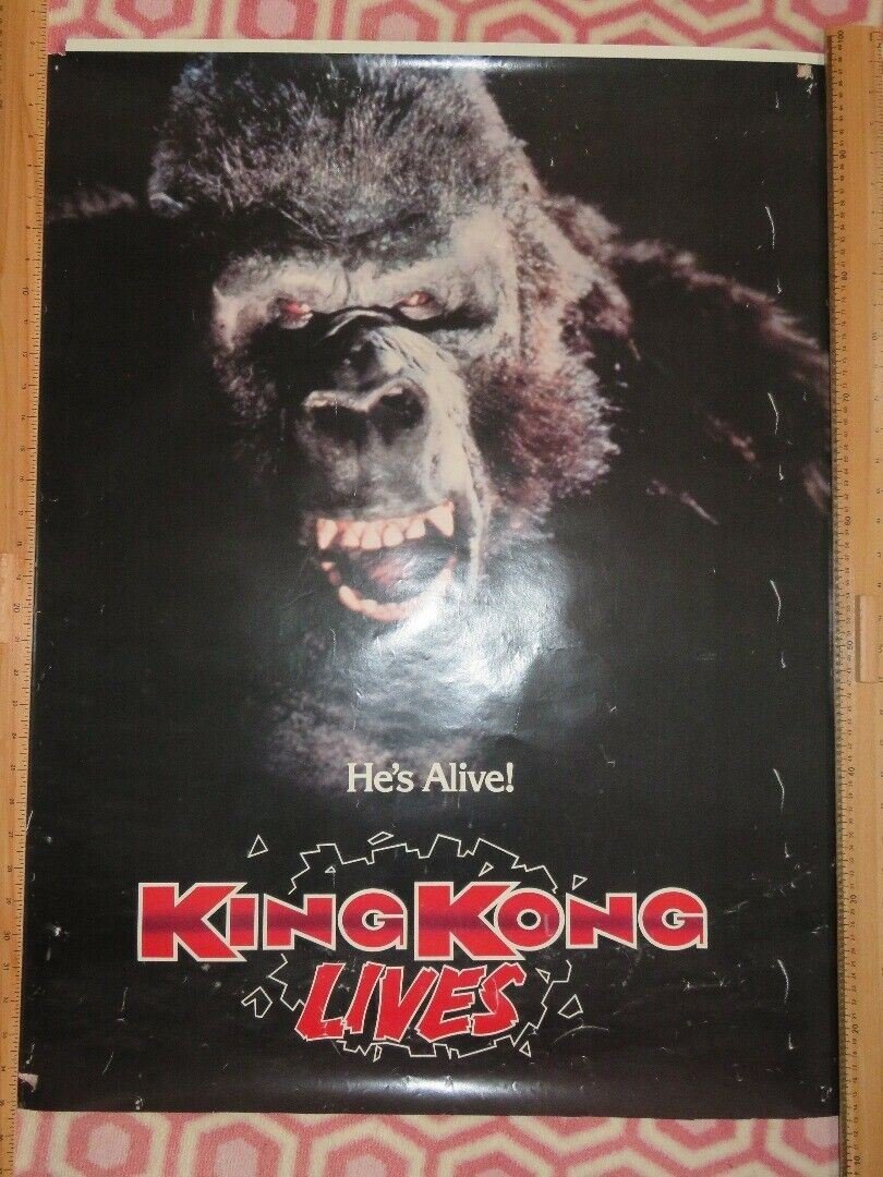 KING KONG LIVES ONE SHEET 33"x 26" ROLLED POSTER PETER ELLIOTT 1989 Rendezvous Cinema Movie posters