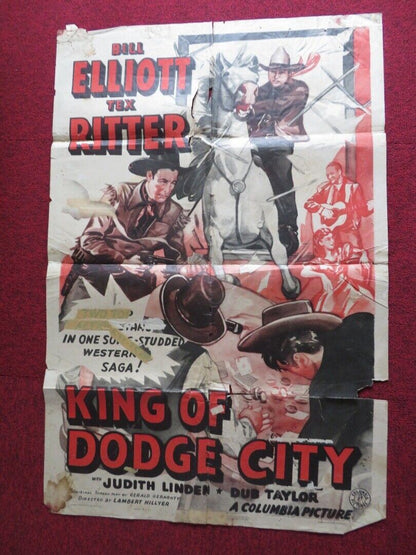 KING OF DODGE CITY FOLDED U.S ONE SHEET POSTER BILL ELLIOTT TEX RITTER 1941 - Rendezvous Cinema