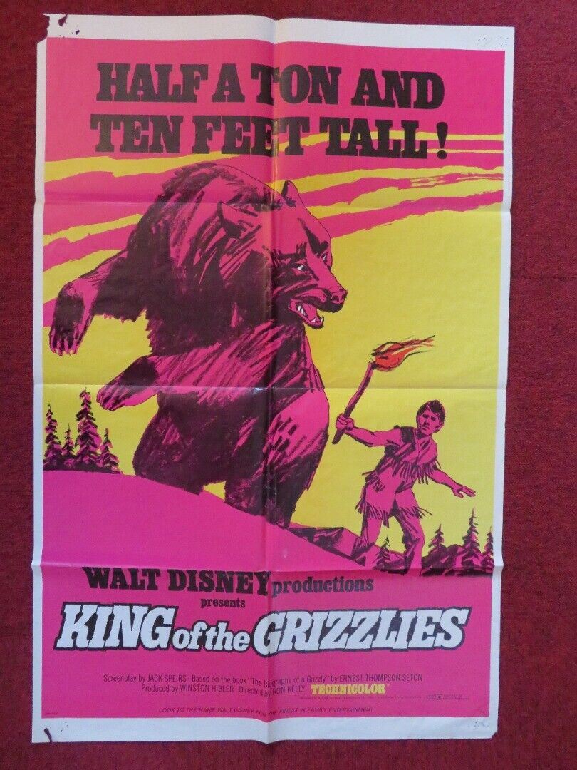 KING OF THE GRIZZLIES FOLDED US ONE SHEET POSTER DISNEY 1970 Movie posters
