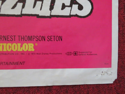 KING OF THE GRIZZLIES FOLDED US ONE SHEET POSTER DISNEY 1970 Movie posters