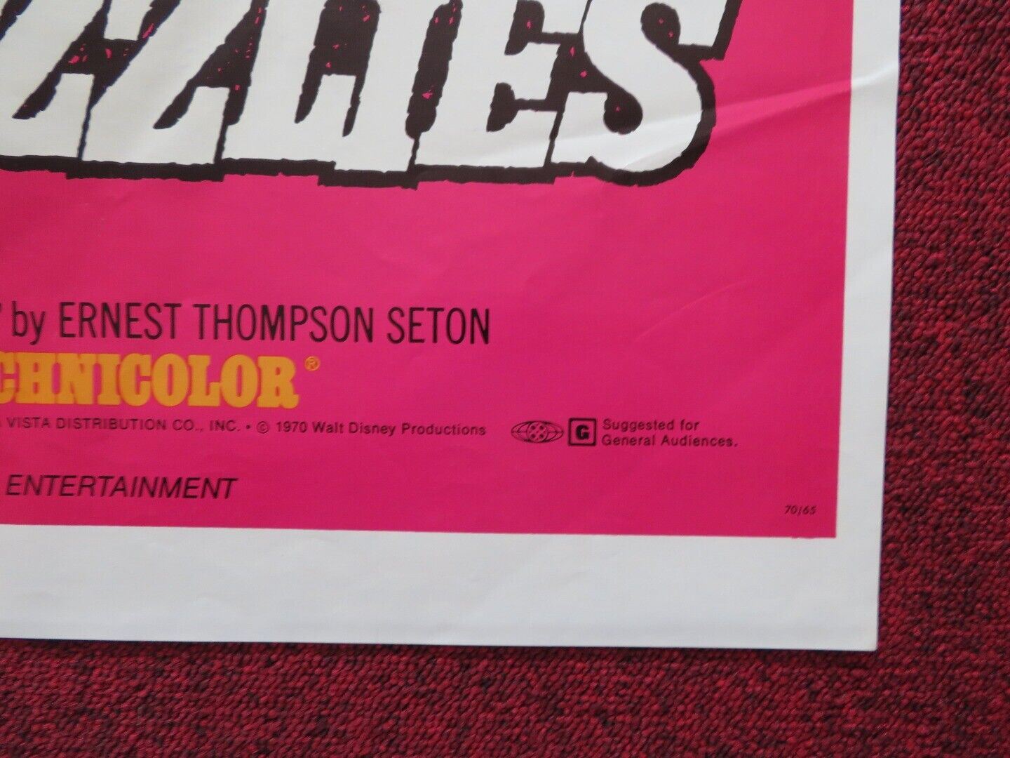 KING OF THE GRIZZLIES USA ONE SHEET FOLDED POSTER DISNEY JOHN YESNO 1970 Movie posters