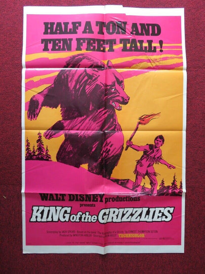KING OF THE GRIZZLIES USA ONE SHEET FOLDED POSTER DISNEY JOHN YESNO 1970 Movie posters