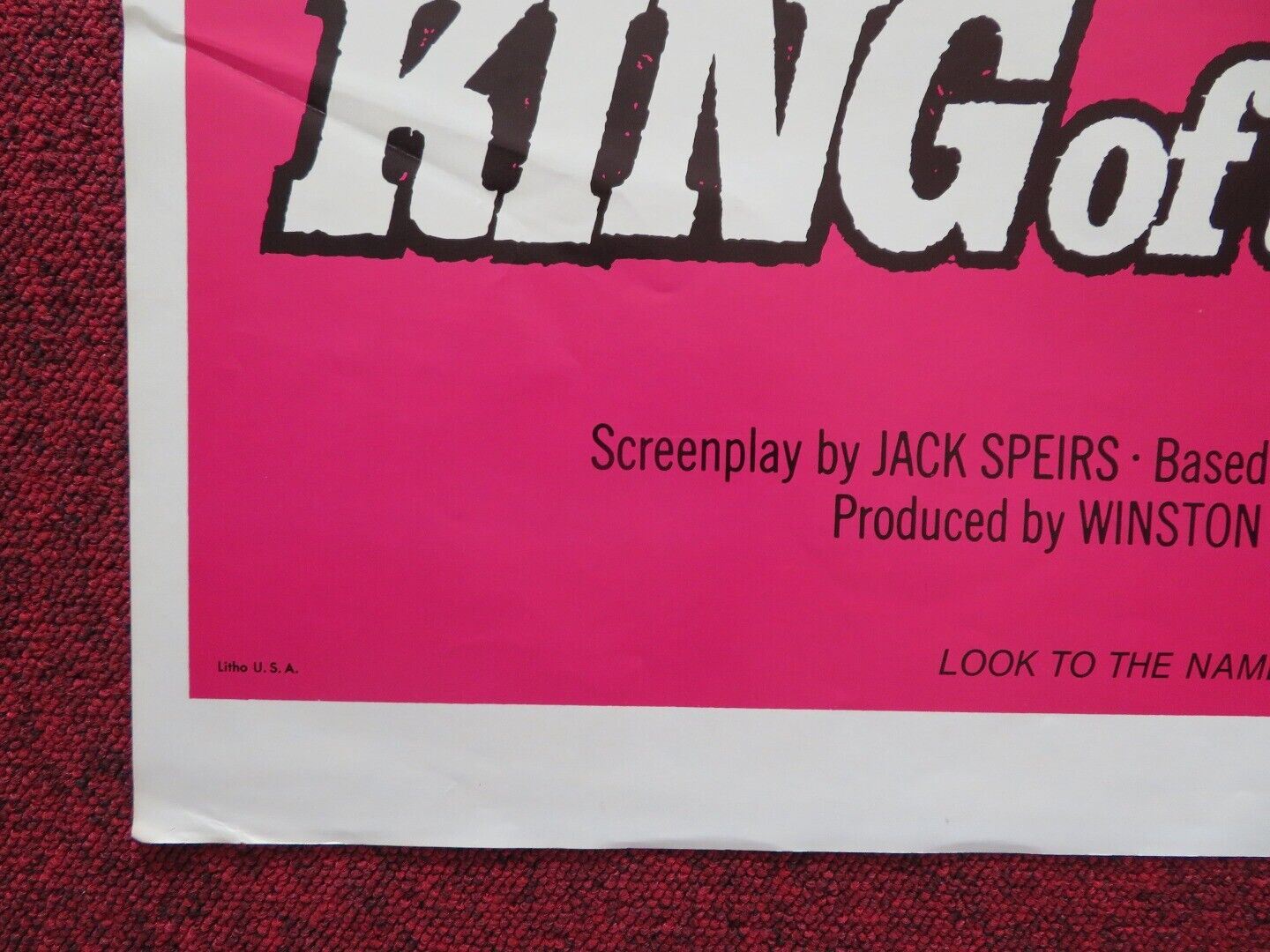 KING OF THE GRIZZLIES USA ONE SHEET FOLDED POSTER DISNEY JOHN YESNO 1970 Movie posters