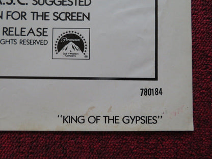 KING OF THE GYPSIES US ONE SHEET POSTER STERLING HAYDEN 1978 Rendezvous Cinema Movie posters