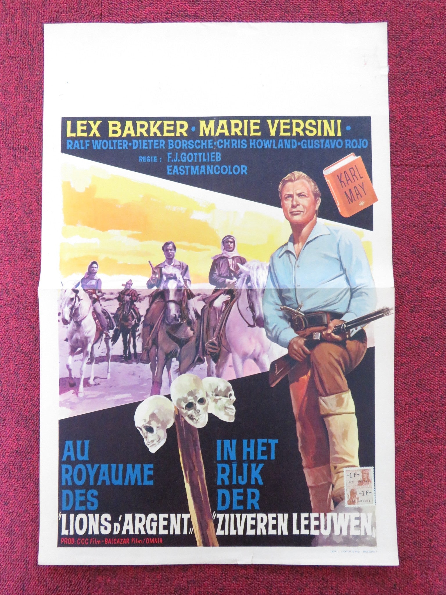 KINGDOM OF THE SILVER LION BELGIUM POSTER LEX BARKER MARIE VERSINI 1965 Rendezvous Cinema Movie posters
