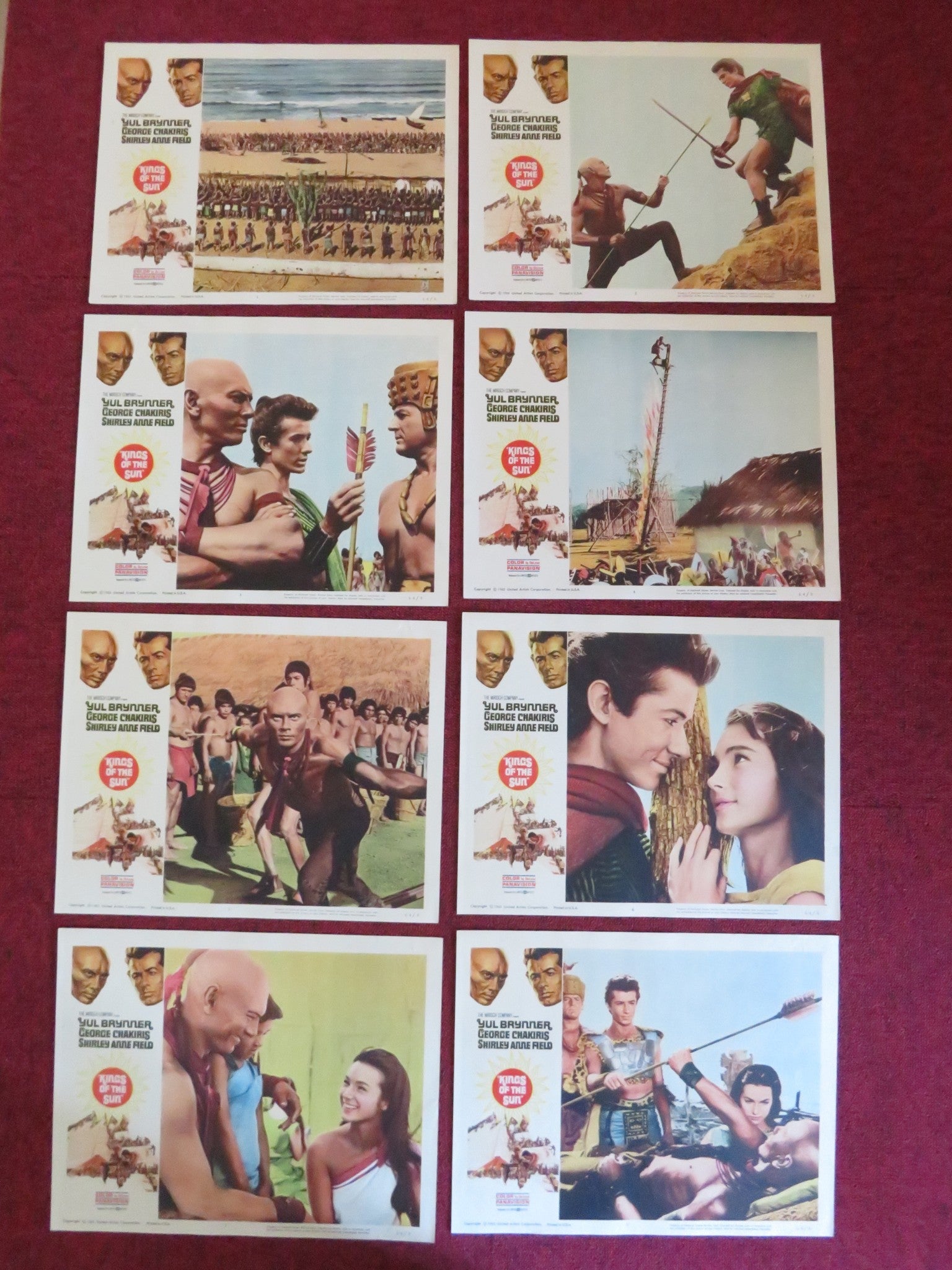 KINGS OF THE SUN US LOBBY CARD FULL SET YUL BRYNNER GEORGE CHAKIRIS 1963 Rendezvous Cinema Movie posters