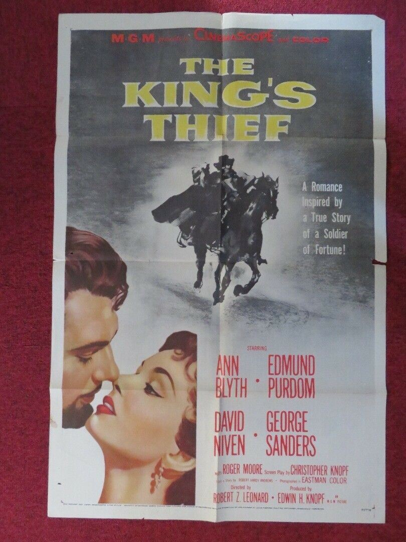 KINGS THIEF FOLDED US ONE SHEET POSTER ANN BLYTH DAVID NIVEN ROGER MOORE 1955 Movie posters