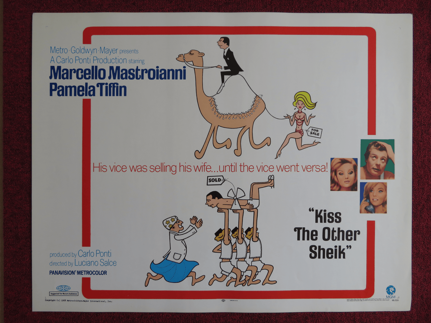 KISS THE OTHER SHEIK US HALF SHEET (22"x 28") POSTER MARCELLO MASTROIANNI 1968 Rendezvous Cinema Movie posters