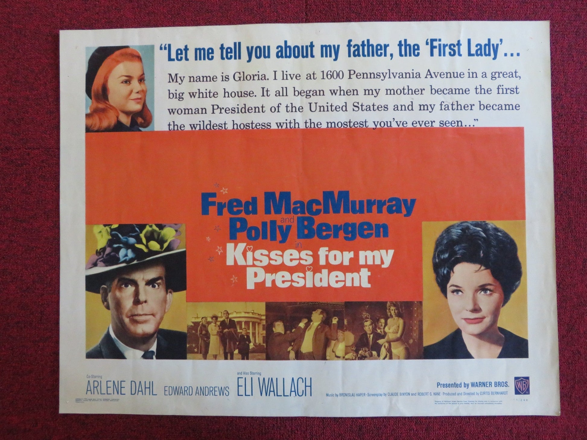 KISSES FOR MY PRESIDENT US HALF SHEET (22"x 28") POSTER FRED MACMURRAY 1964 Rendezvous Cinema Movie posters