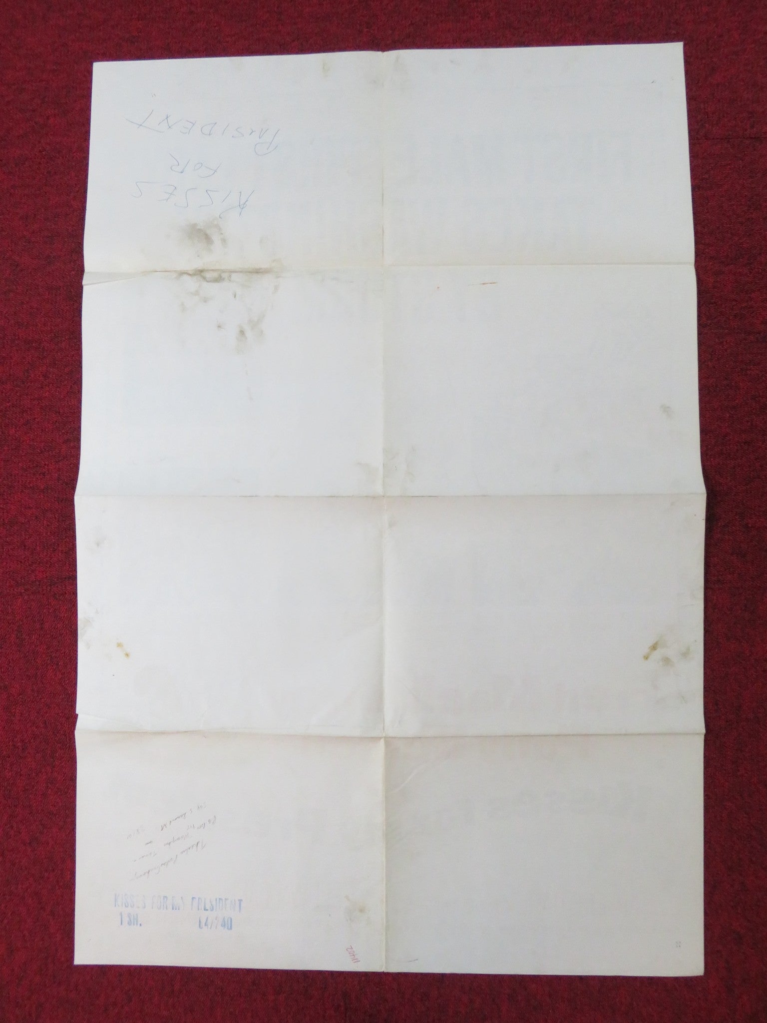 KISSES FOR PRESIDENT FOLDED US ONE SHEET POSTER FRED MACMURRAY POLLY BERGEN 1964 Rendezvous Cinema Movie posters