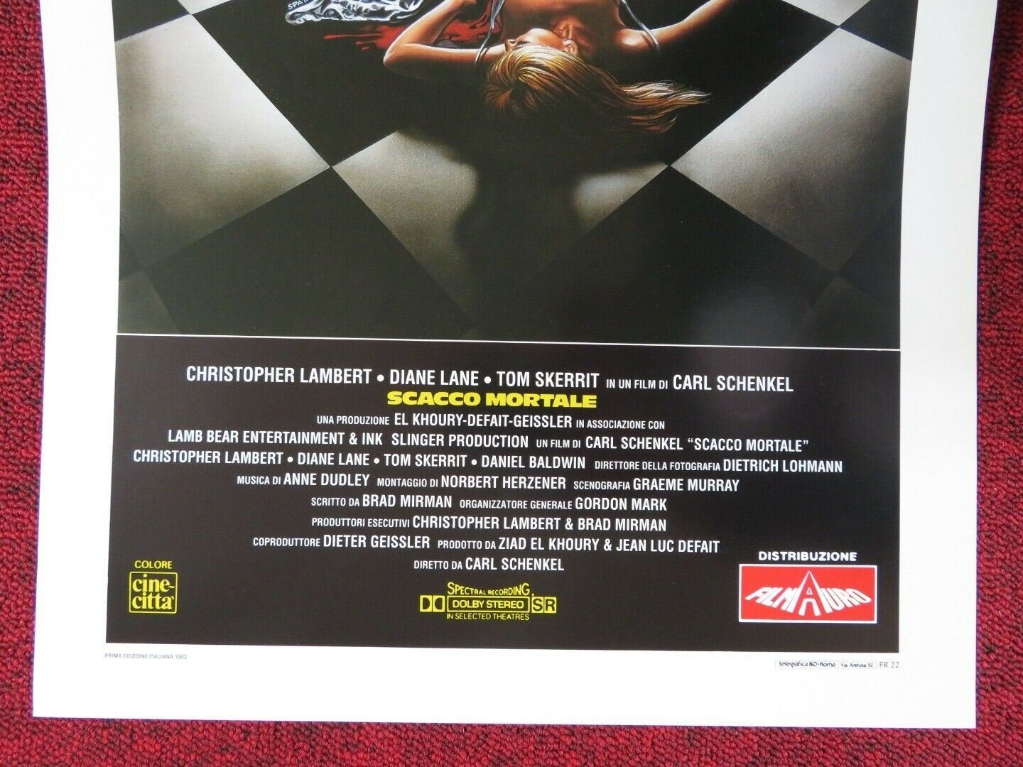 KNIGHT MOVES ITALIAN LOCANDINA (27.5"x13") POSTER CHRISTOPHER LAMBERT 1992 Movie posters