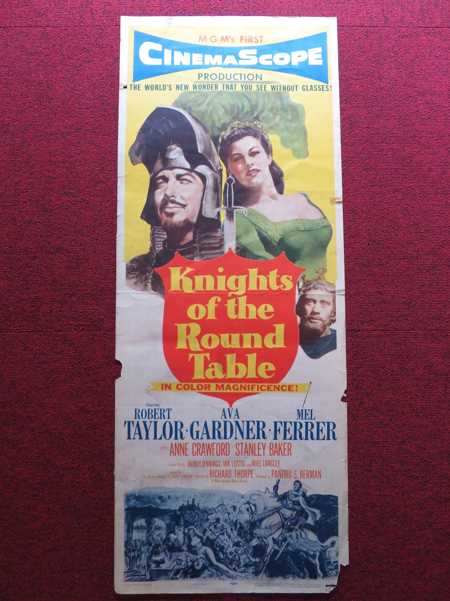 KNIGHTS OF THE ROUND TABLE US INSERT (14"x 36") POSTER R. TAYLOR A. GARDNER 1954 Rendezvous Cinema Movie posters