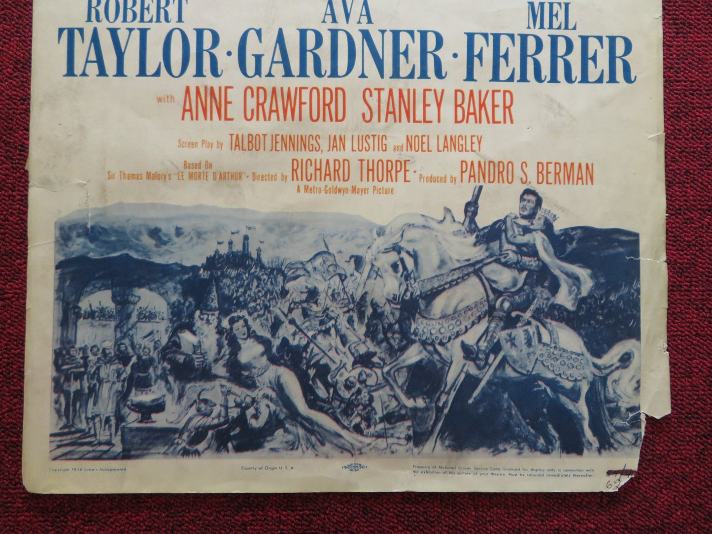 KNIGHTS OF THE ROUND TABLE US INSERT (14"x 36") POSTER R. TAYLOR A. GARDNER 1954 Rendezvous Cinema Movie posters