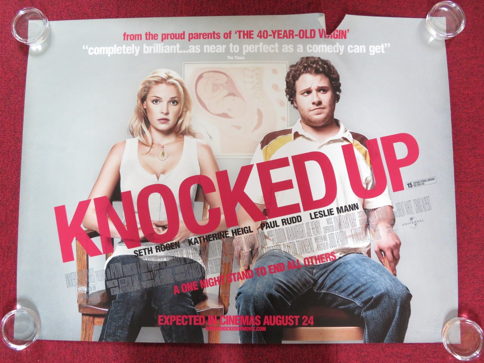 KNOCKED UP UK QUAD ROLLED POSTER SETH ROGEN KATHERINE HEIGL 2007 Rendezvous Cinema Movie posters
