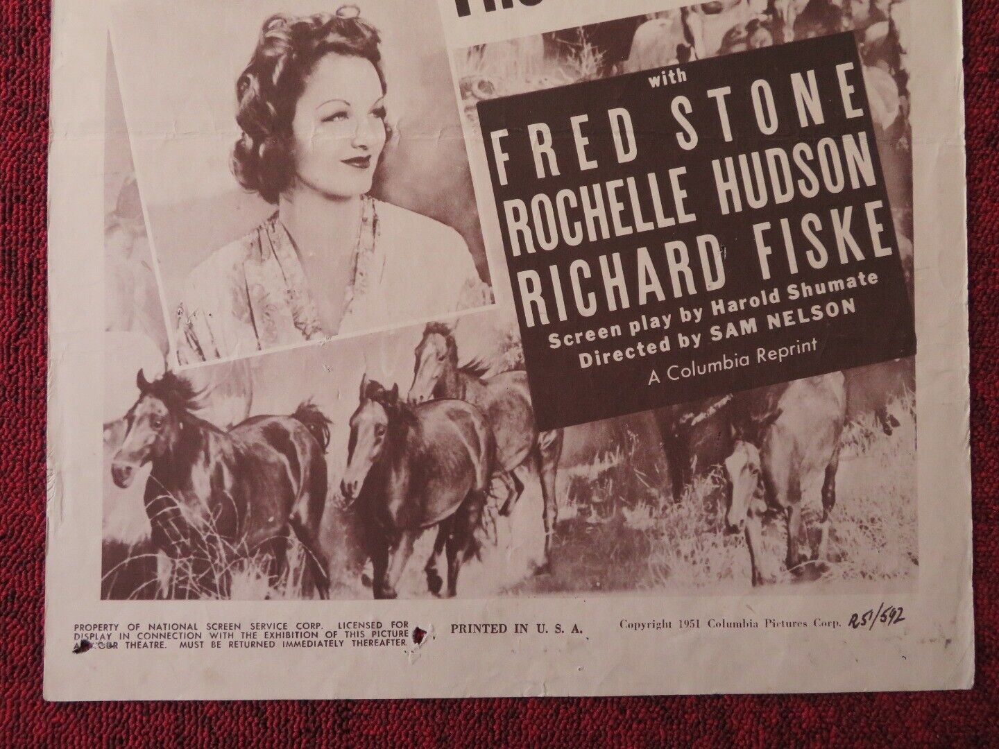 KONGA THE WILD STALLION US INSERT (14"x 36") POSTER FRED STONE1951 Movie posters