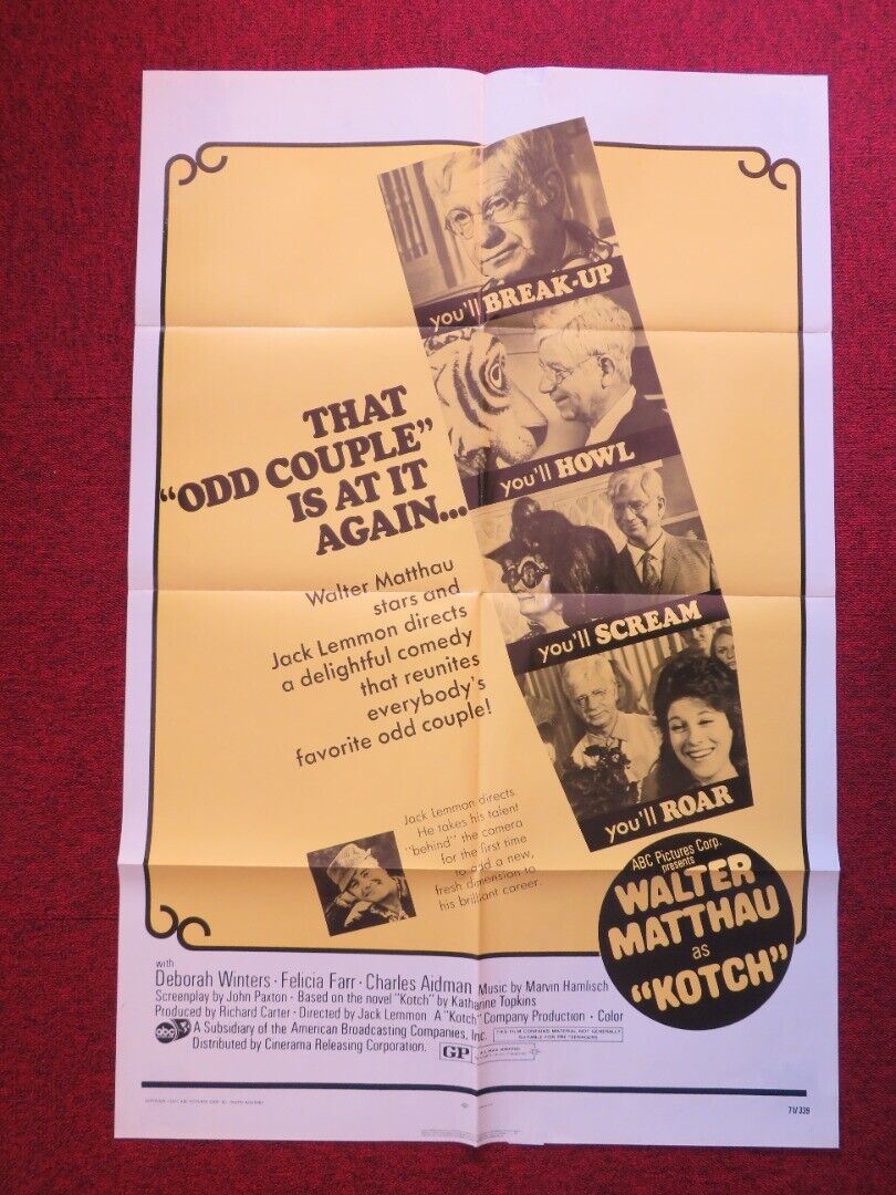 KOTCH FOLDED US ONE SHEET POSTER JACK LEMMON WALTER MATTHAU 1971 Movie posters