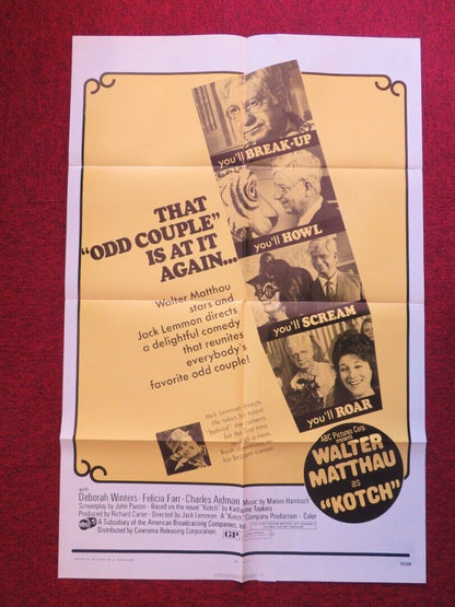 KOTCH FOLDED US ONE SHEET POSTER JACK LEMMON WALTER MATTHAU 1971 Movie posters
