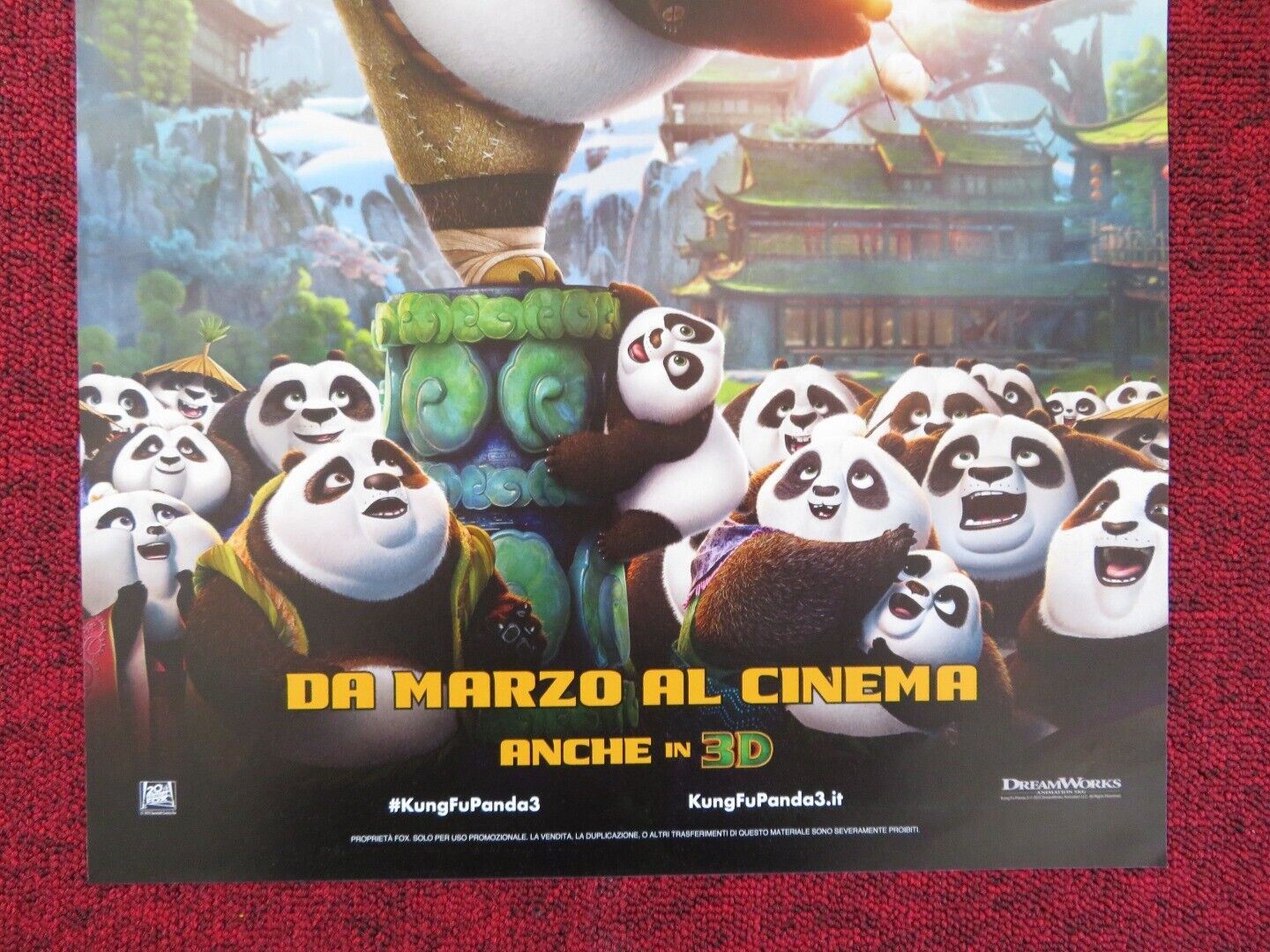KUNG FU PANDA 3 ITALIAN LOCANDINA (27"x13") POSTER DREAMWORKS JACK BLACK '16 Rendezvous Cinema Movie posters
