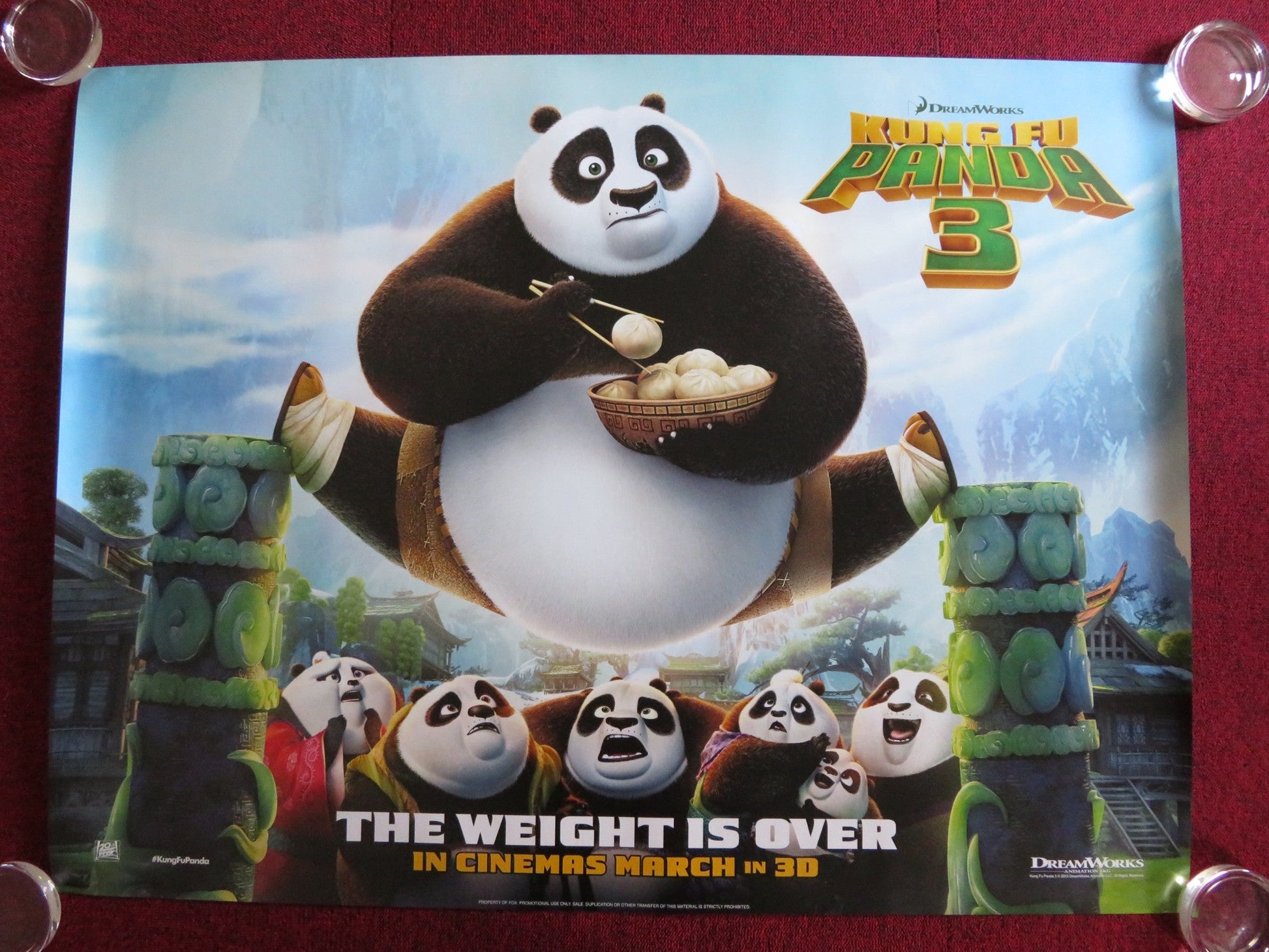 KUNG FU PANDA 3 UK QUAD (30"x 40") ROLLED POSTER JACK BLACK BRYAN CRANSTON 2016 Rendezvous Cinema Movie posters