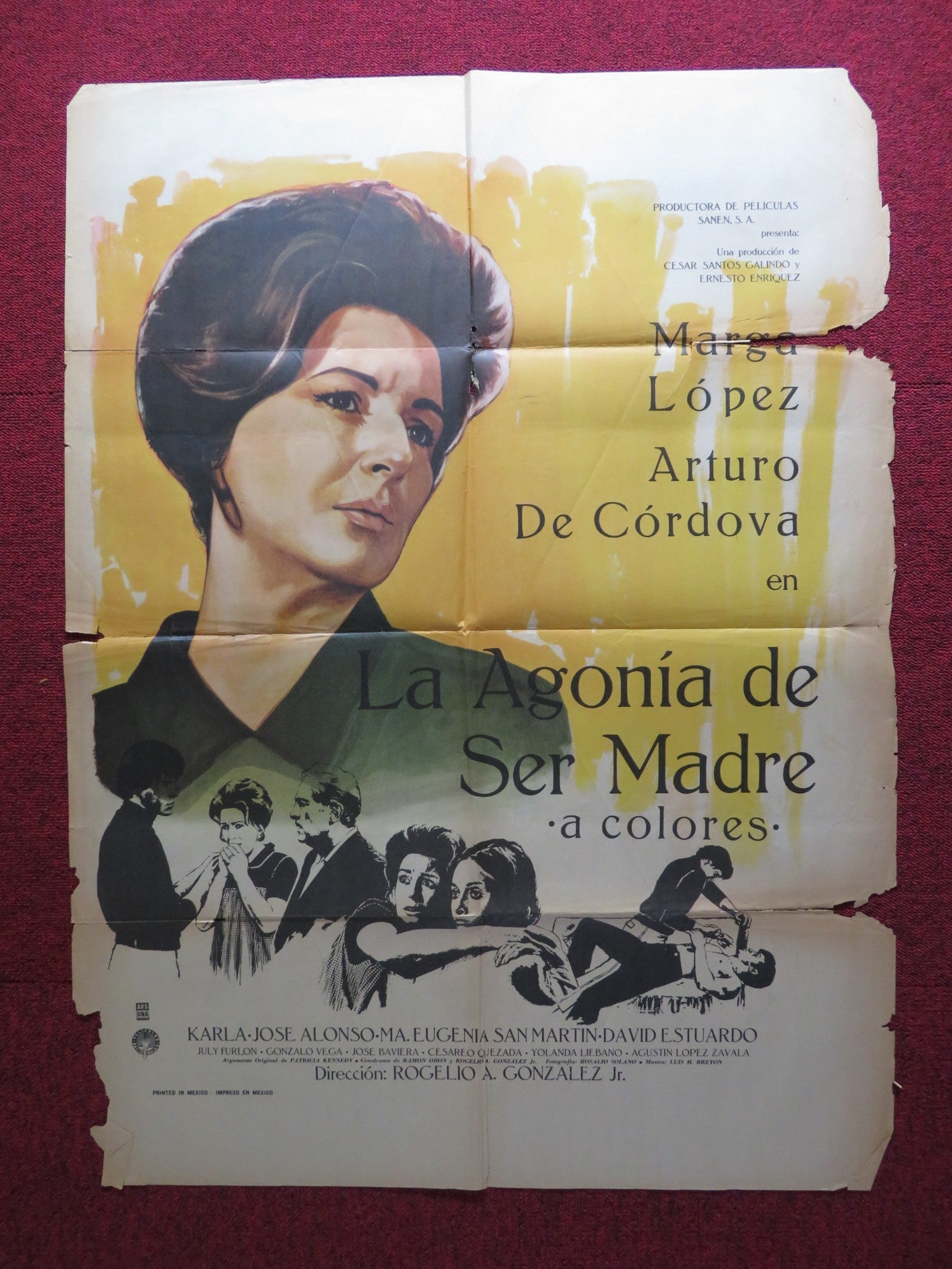 LA AGONIA DE SER MADRE / AGONY TO BE A MOTHER FOLDED MEXICAN POSTER LOPEZ 1970 Rendezvous Cinema Movie posters