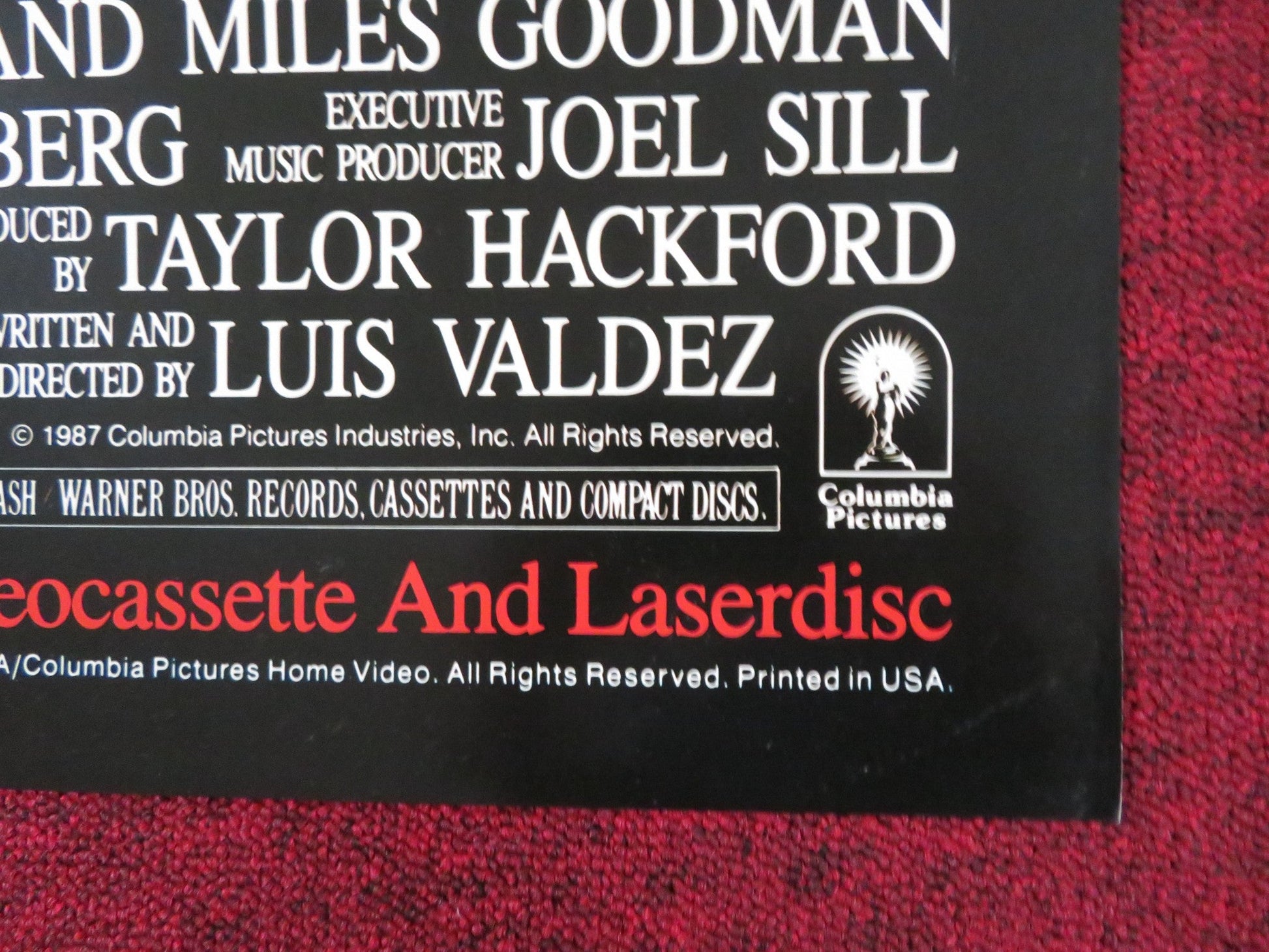 LA BAMBA FOLDED US ONE SHEET POSTER LOU DIAMOND PHILLIPS ESAI MORALES 1987 Rendezvous Cinema Movie posters