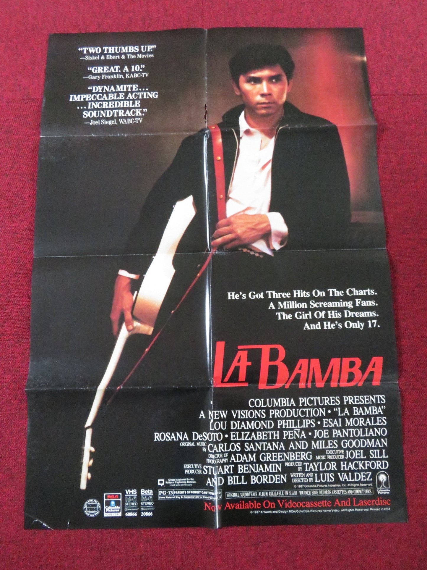 LA BAMBA FOLDED US ONE SHEET POSTER LOU DIAMOND PHILLIPS ESAI MORALES 1987 Rendezvous Cinema Movie posters